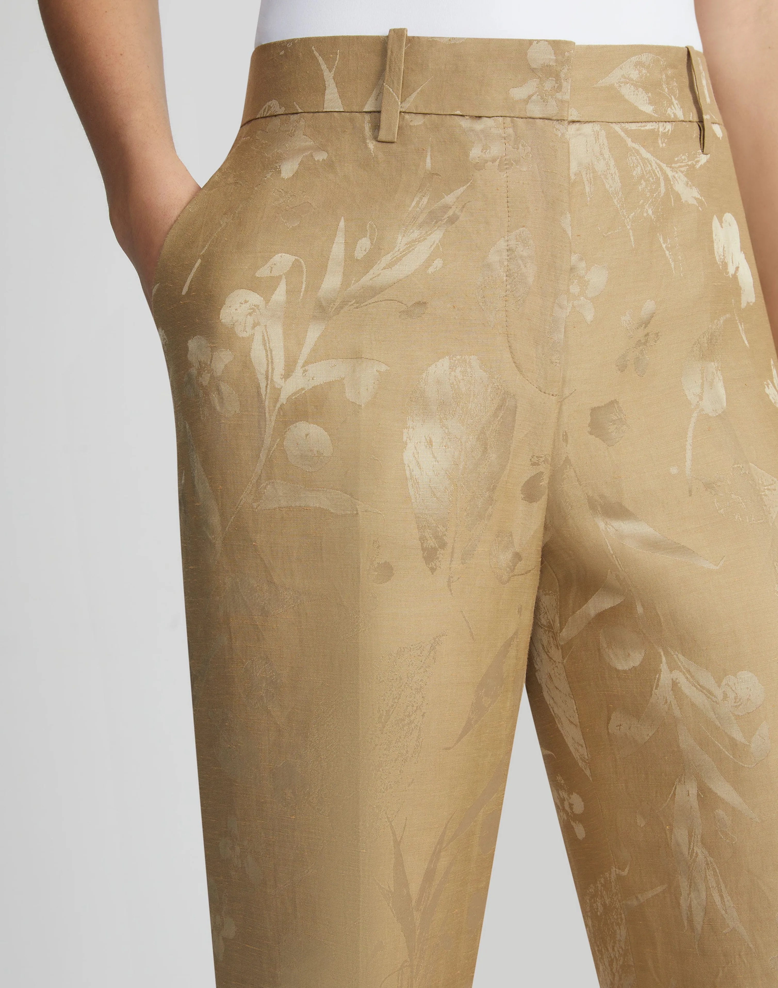 Eco Flora Jacquard Linen-Viscose Gates Pant