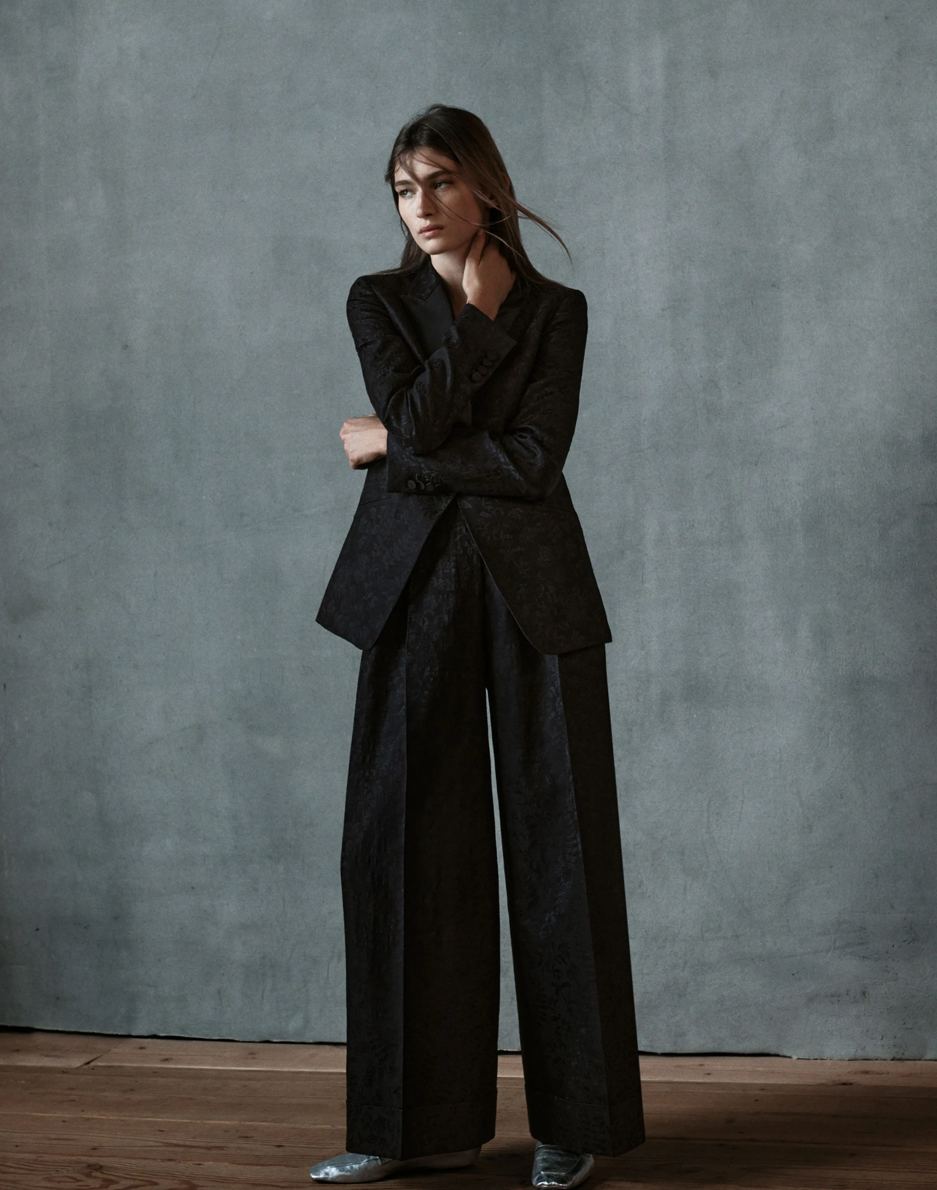 Flora Bloom Jacquard Wool-Silk Jagger Pant