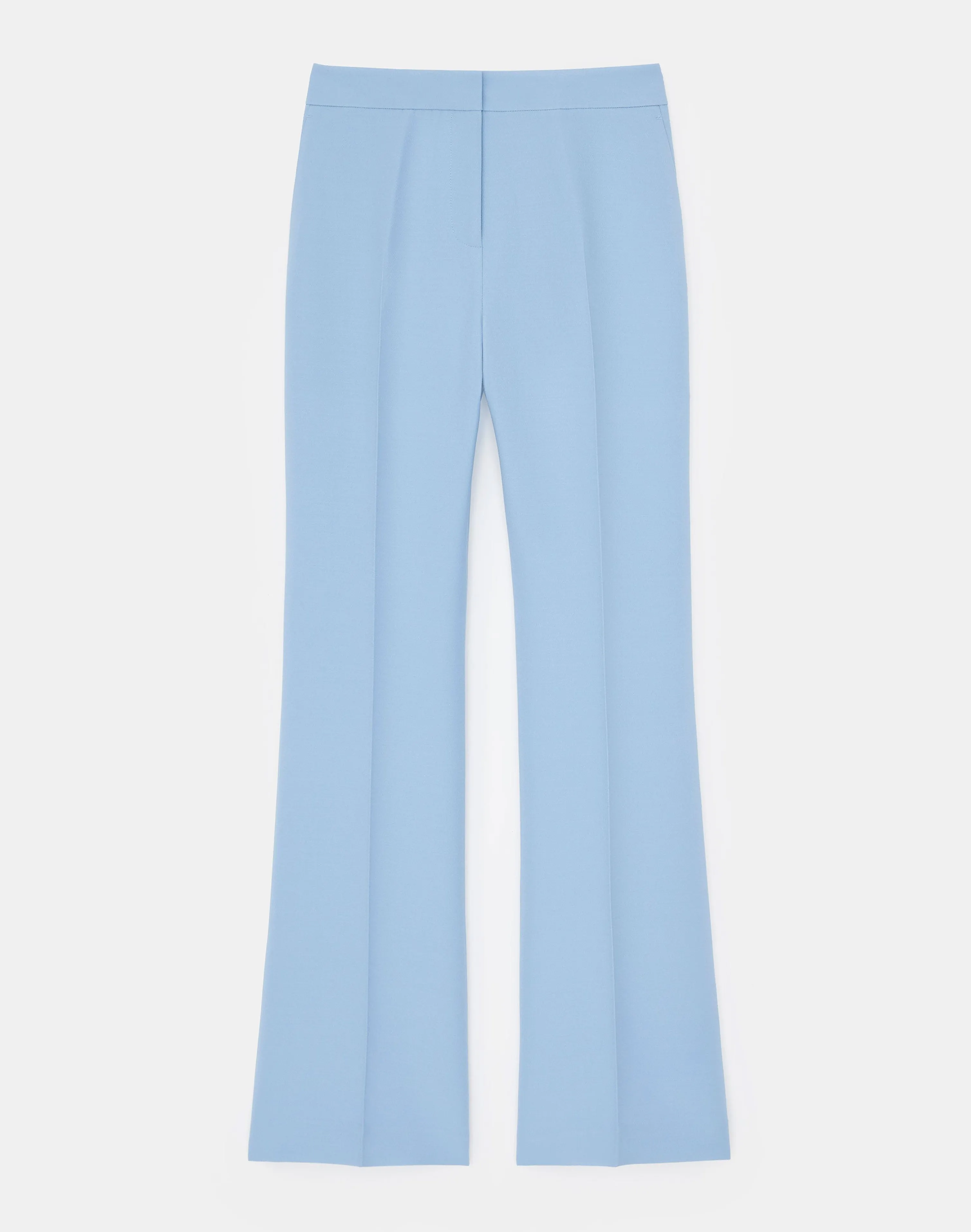 Wool-Silk Crepe Gates Flared Ankle Pant