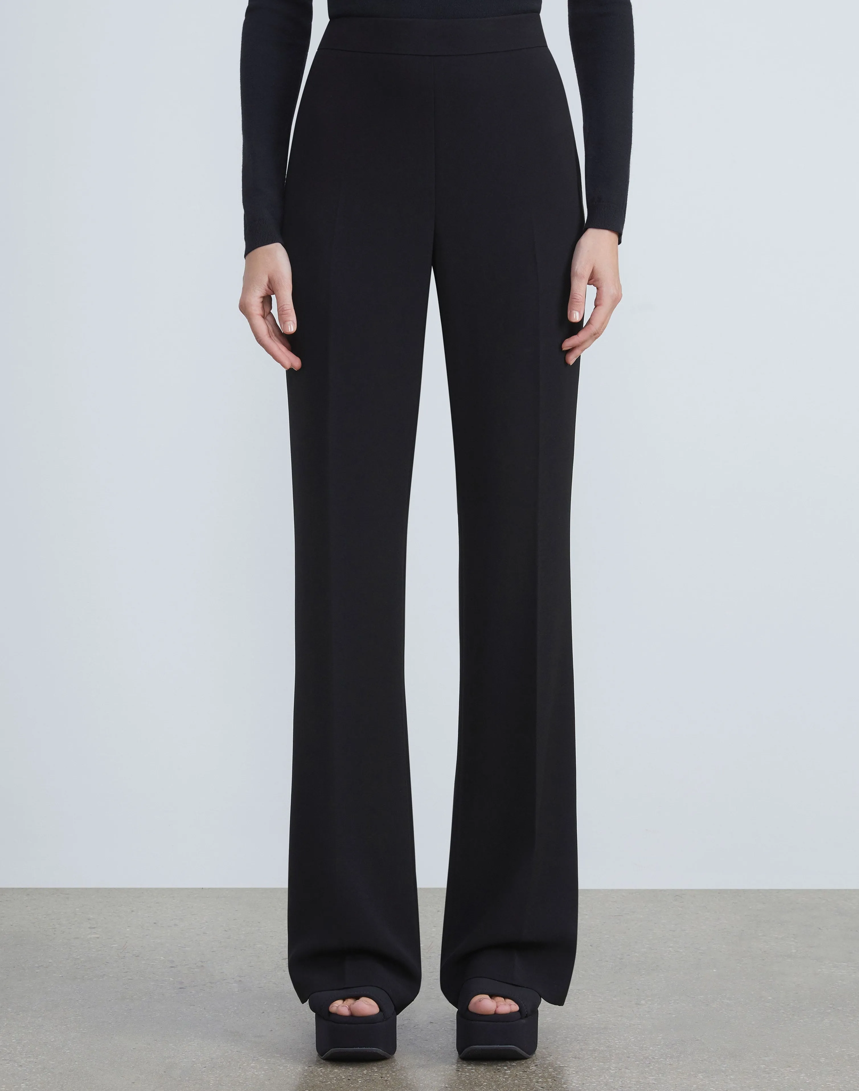 Finesse Crepe Gates Side-Zip Flared Pant