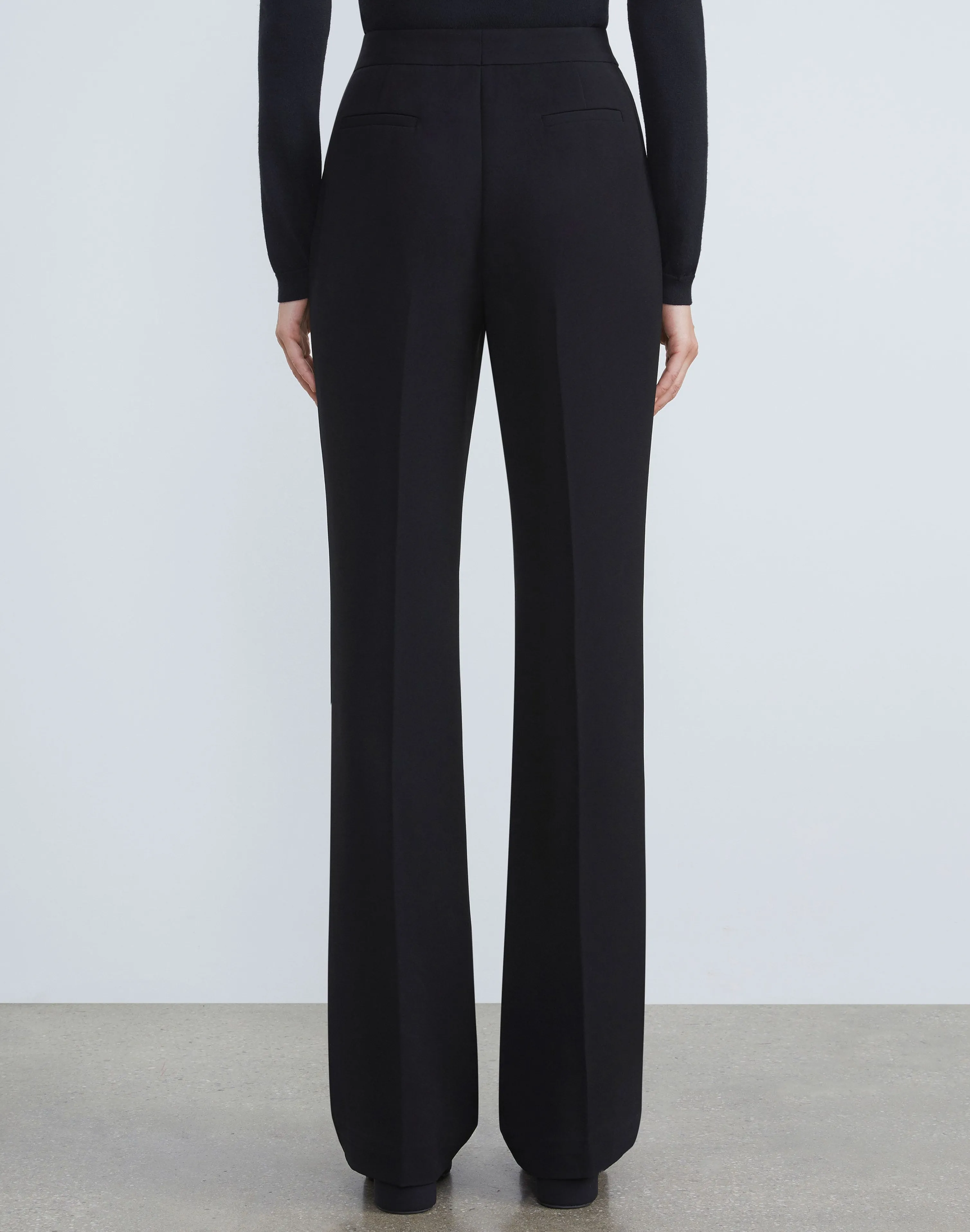 Finesse Crepe Gates Side-Zip Flared Pant