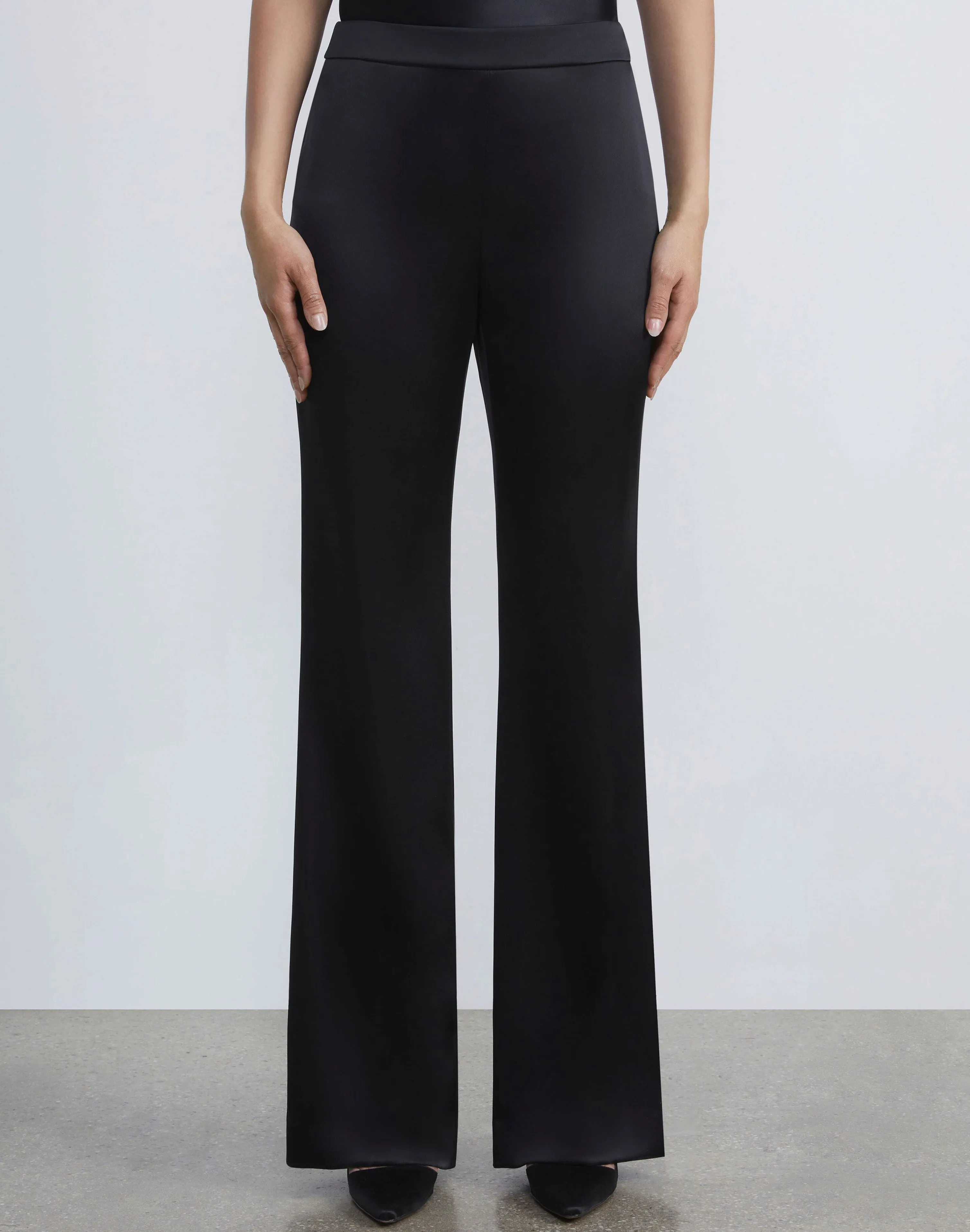 Satin Gates Side Zip Flared Pant