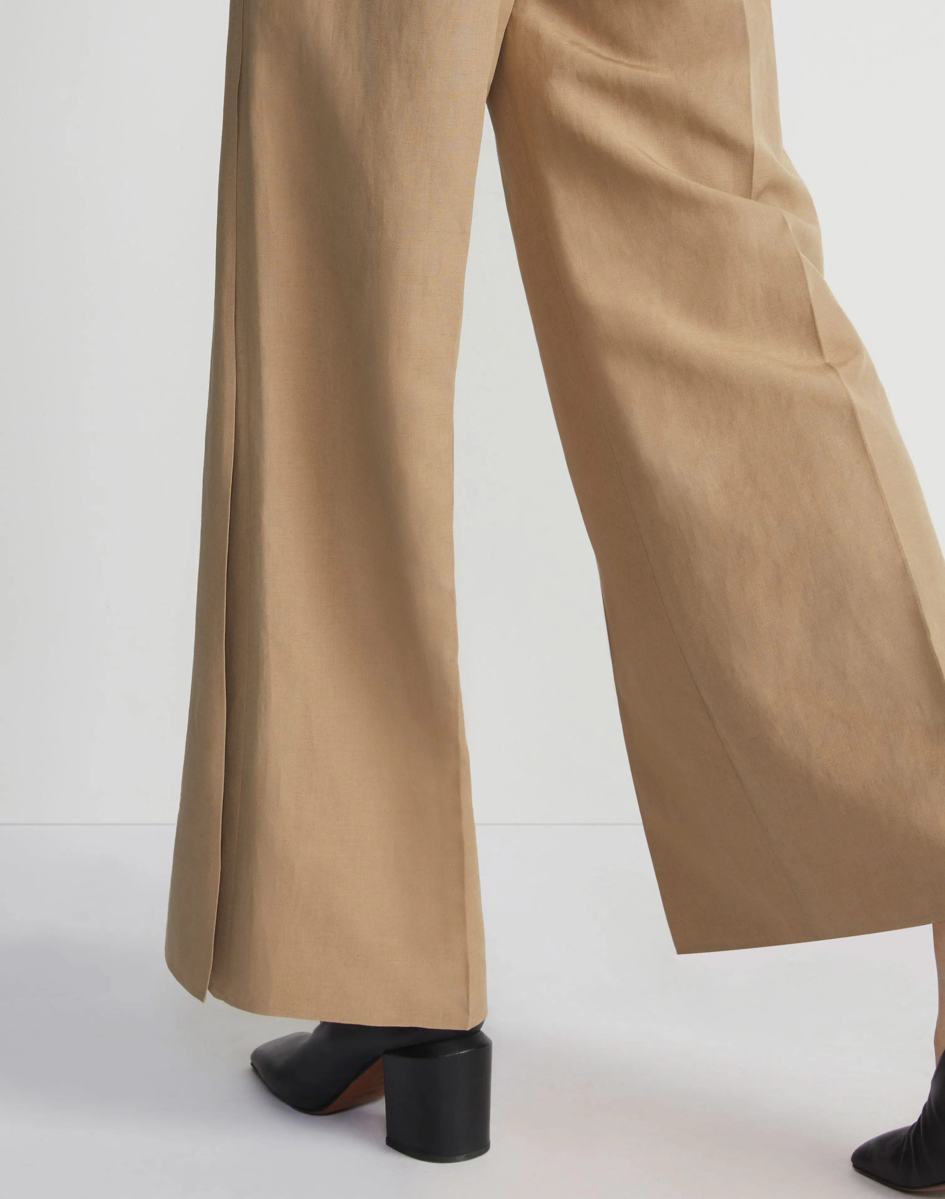 Silk-Linen Franklin Split Wide Leg Pant