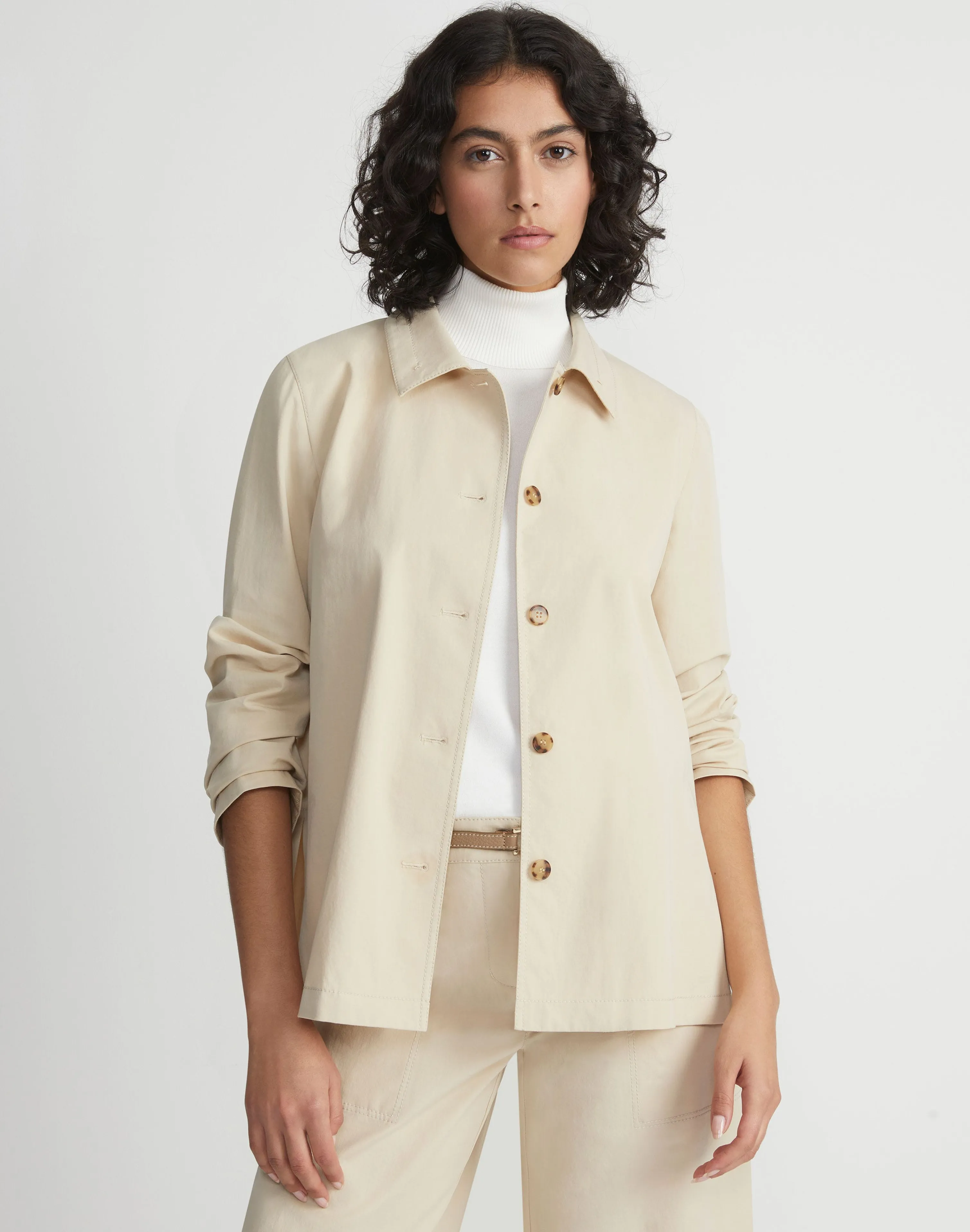 Bi-Stretch Pima Cotton Buttoned Shirt Jacket