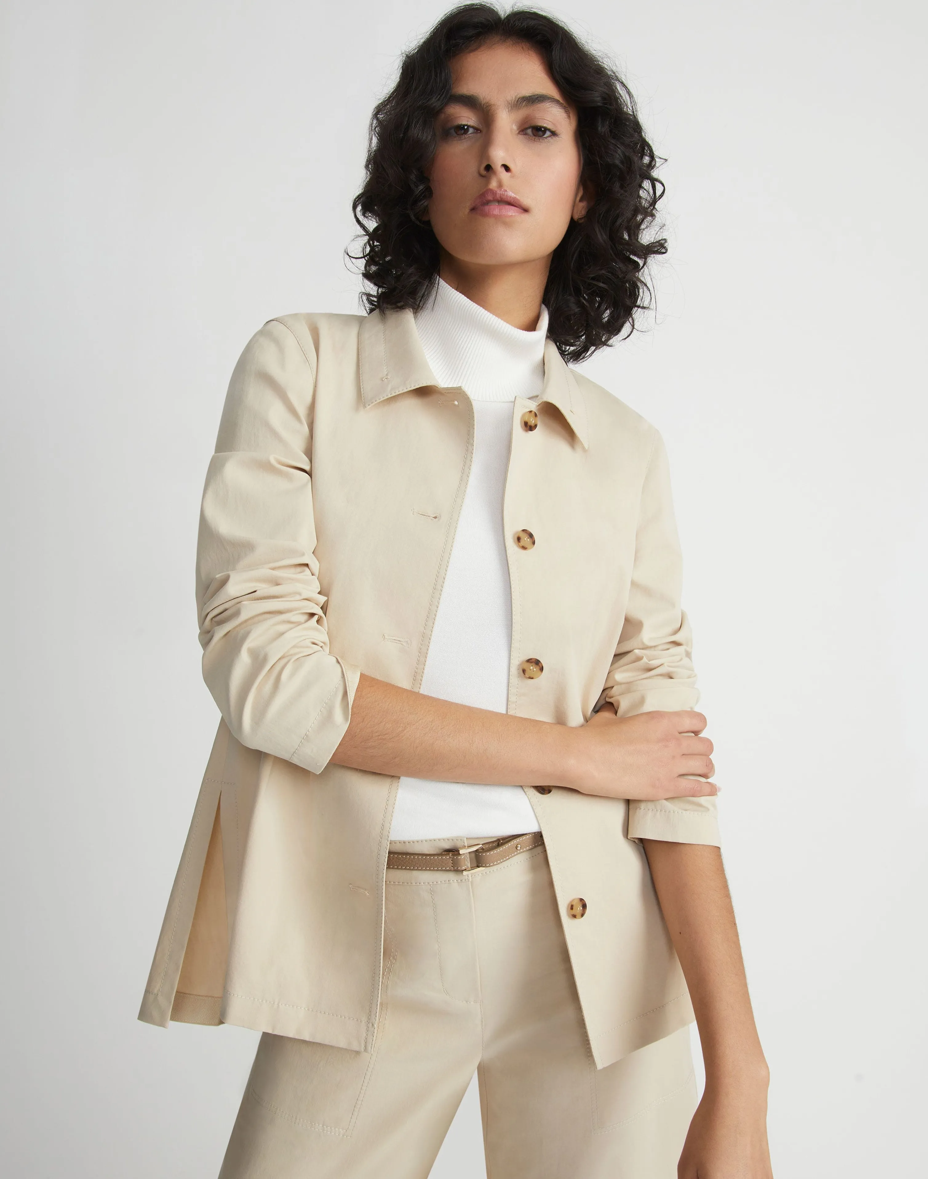 Bi-Stretch Pima Cotton Buttoned Shirt Jacket