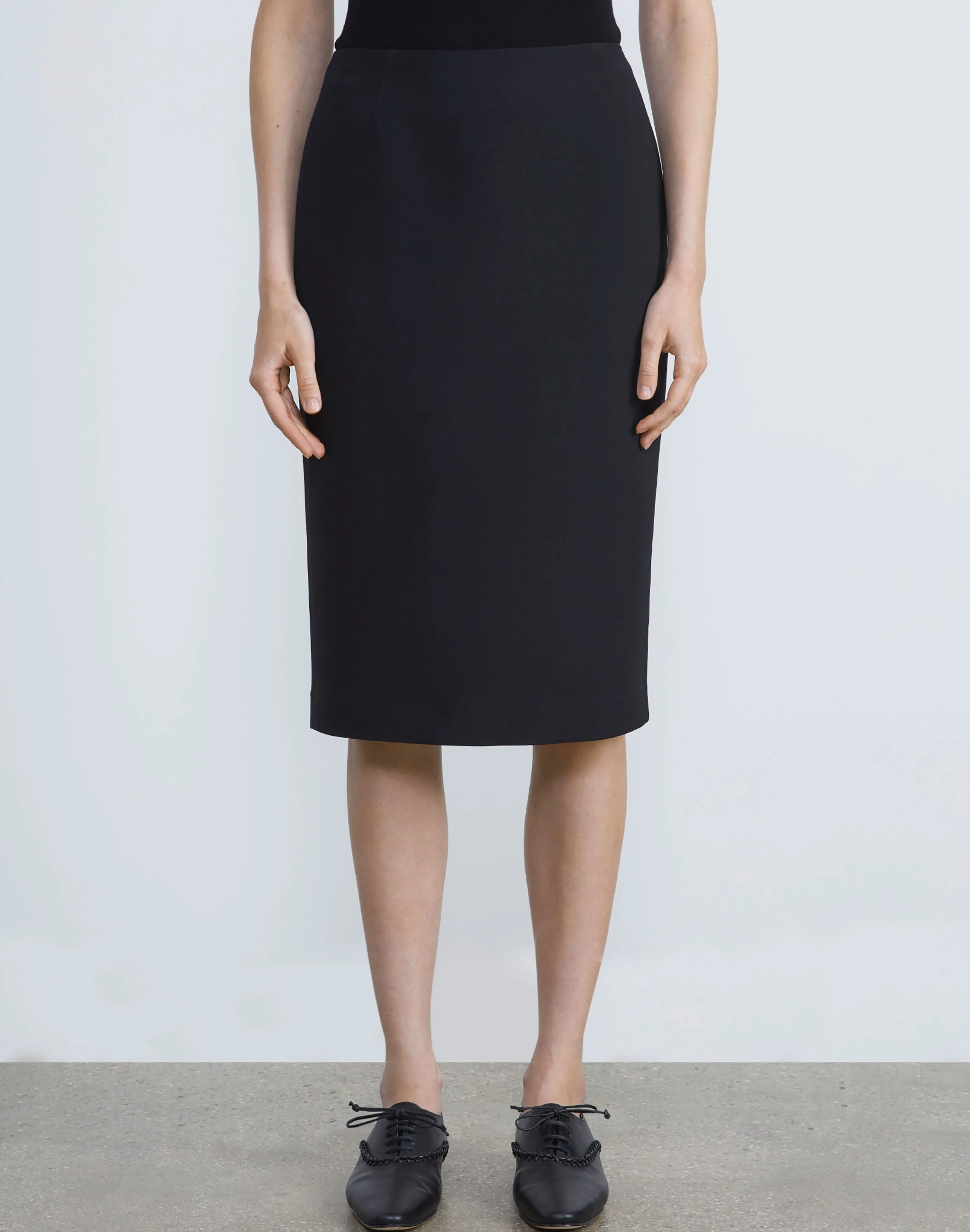 Wool-Silk Crepe Pencil Skirt