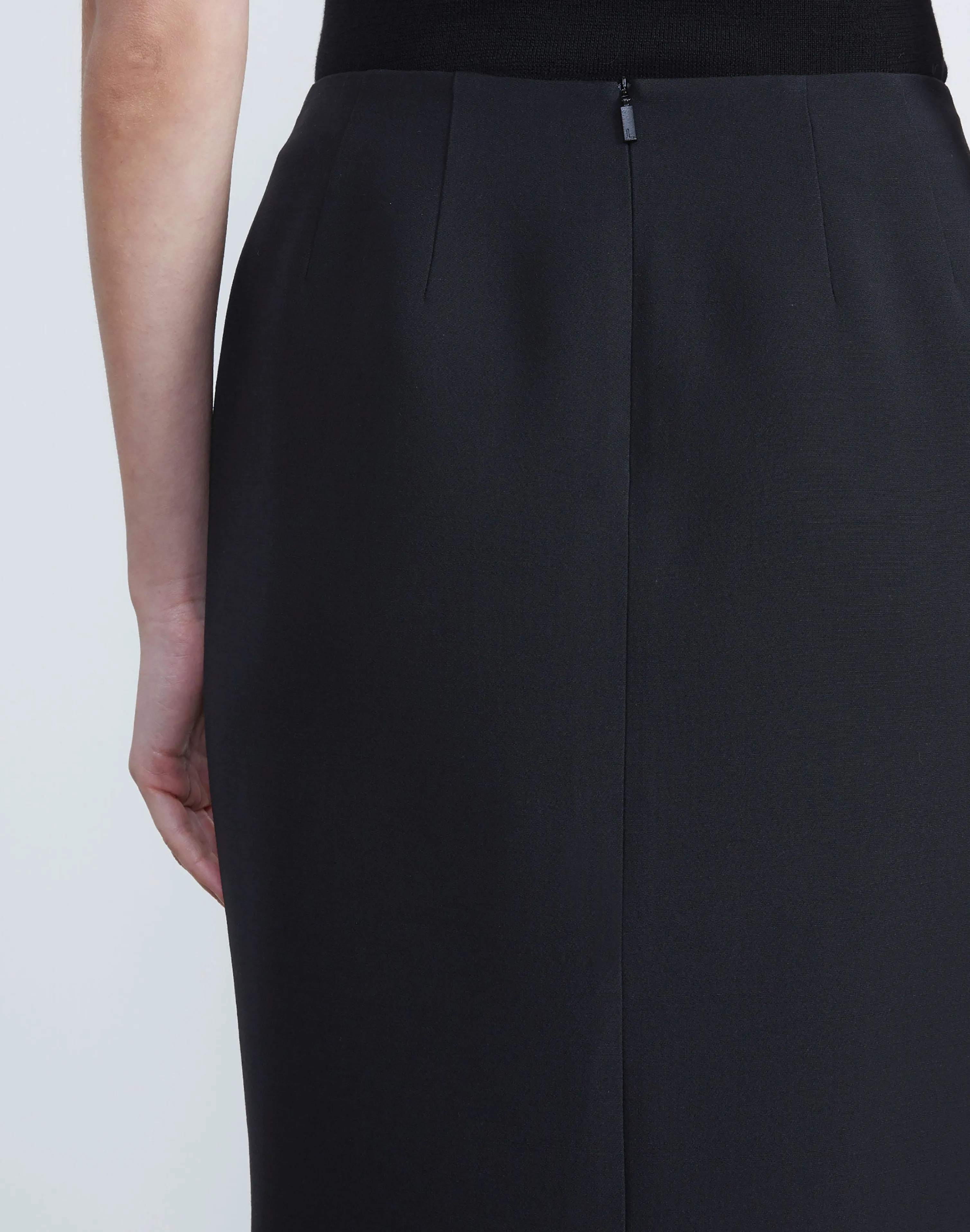 Wool-Silk Crepe Pencil Skirt