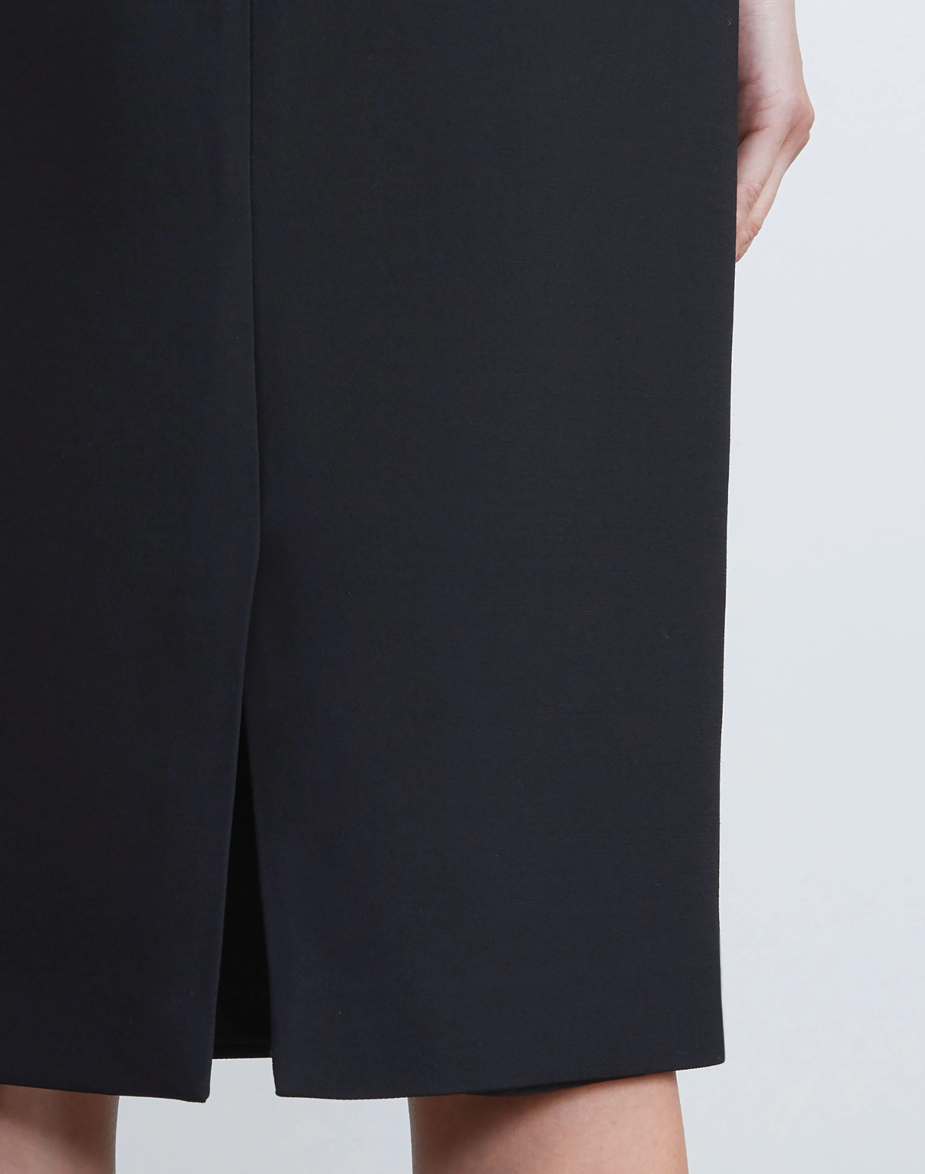 Wool-Silk Crepe Pencil Skirt