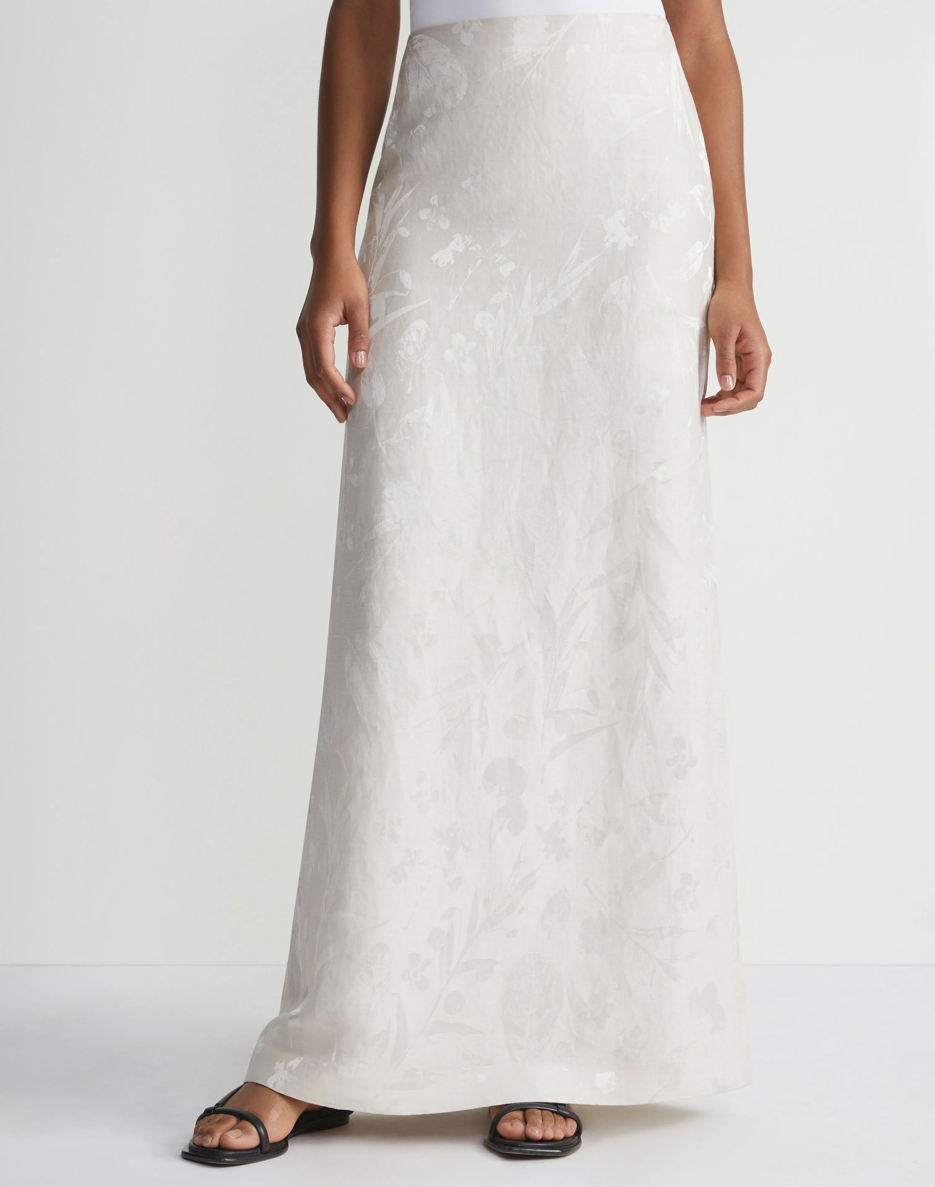 Eco Flora Jacquard Linen-Viscose Maxi Skirt