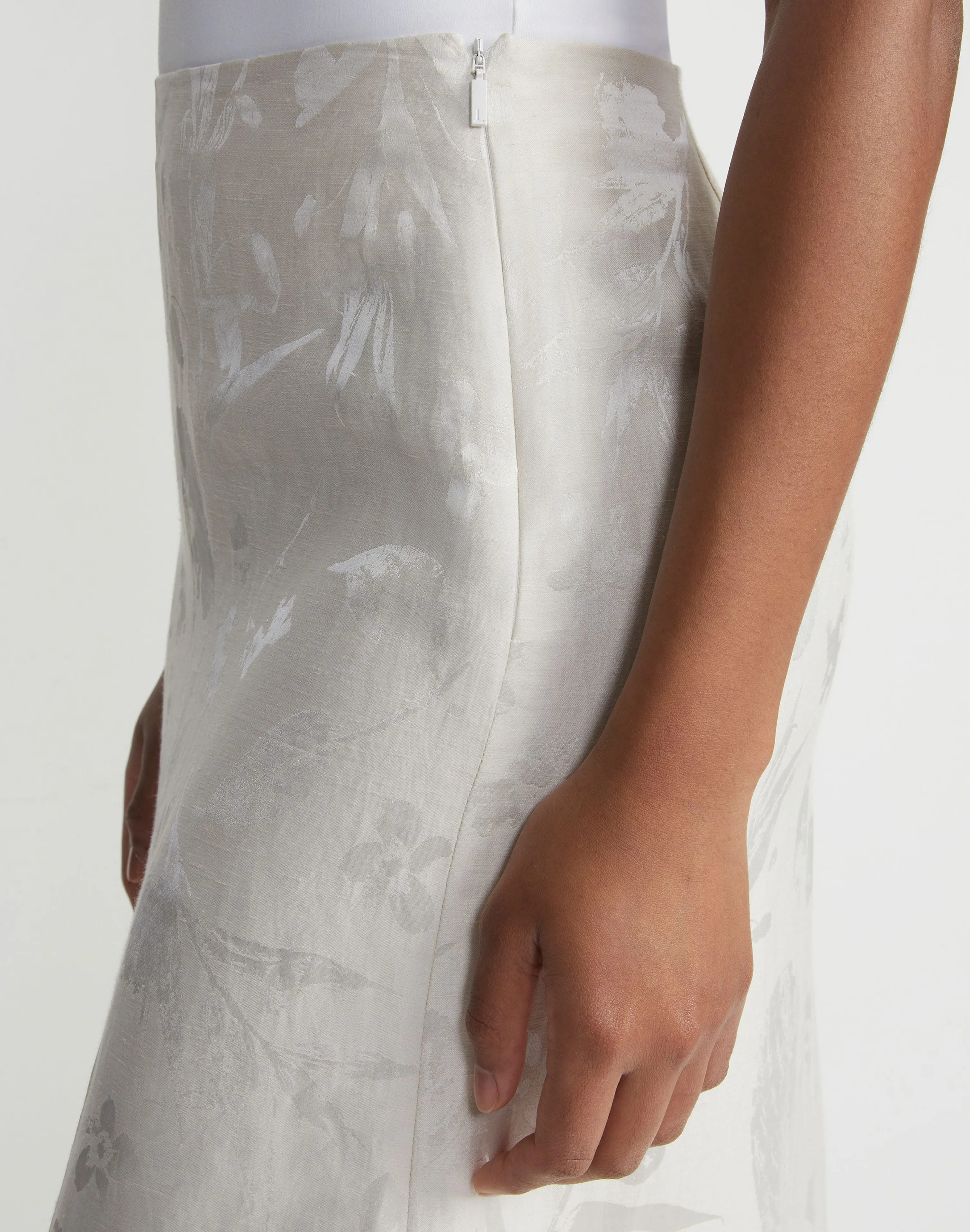 Eco Flora Jacquard Linen-Viscose Maxi Skirt