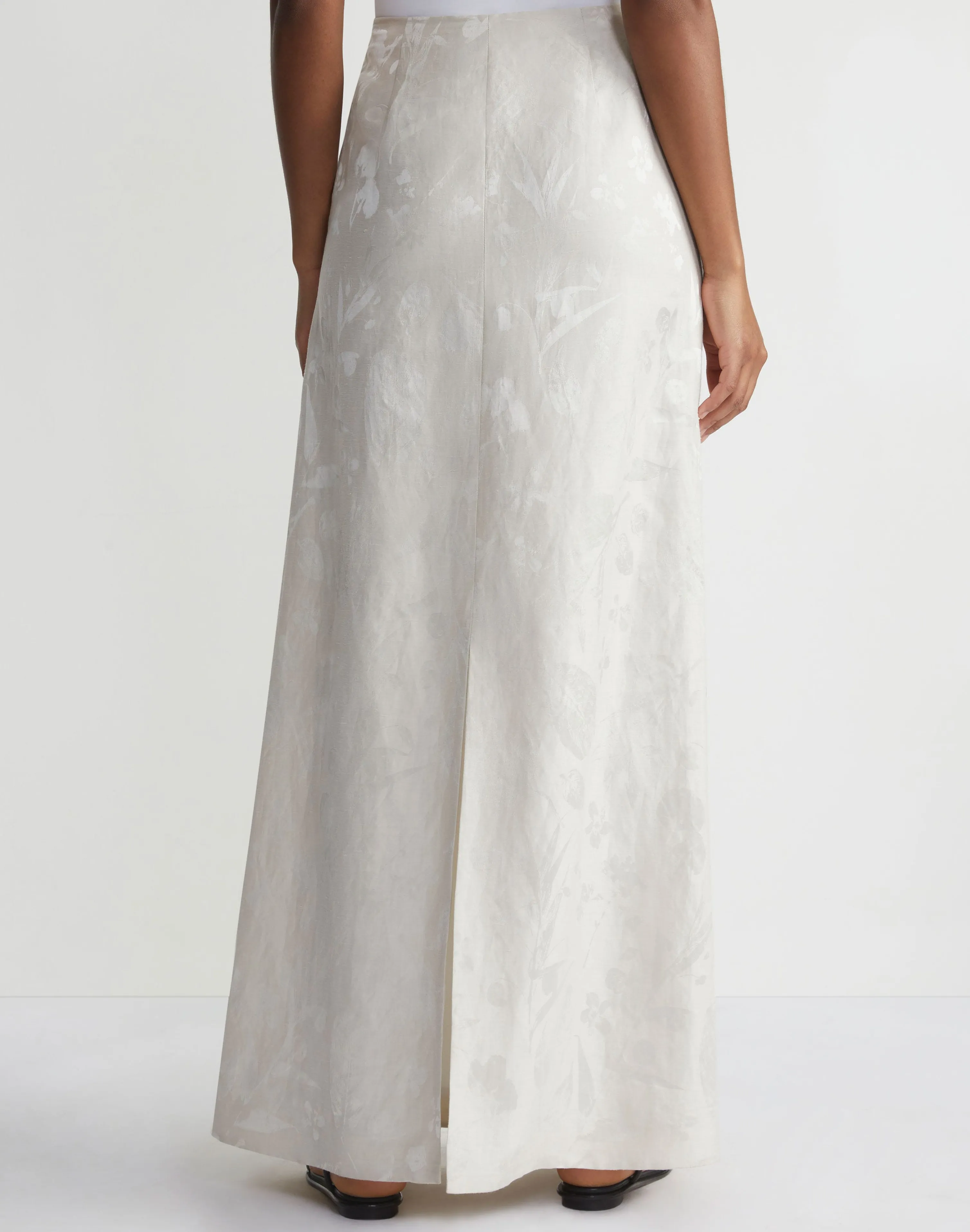 Eco Flora Jacquard Linen-Viscose Maxi Skirt