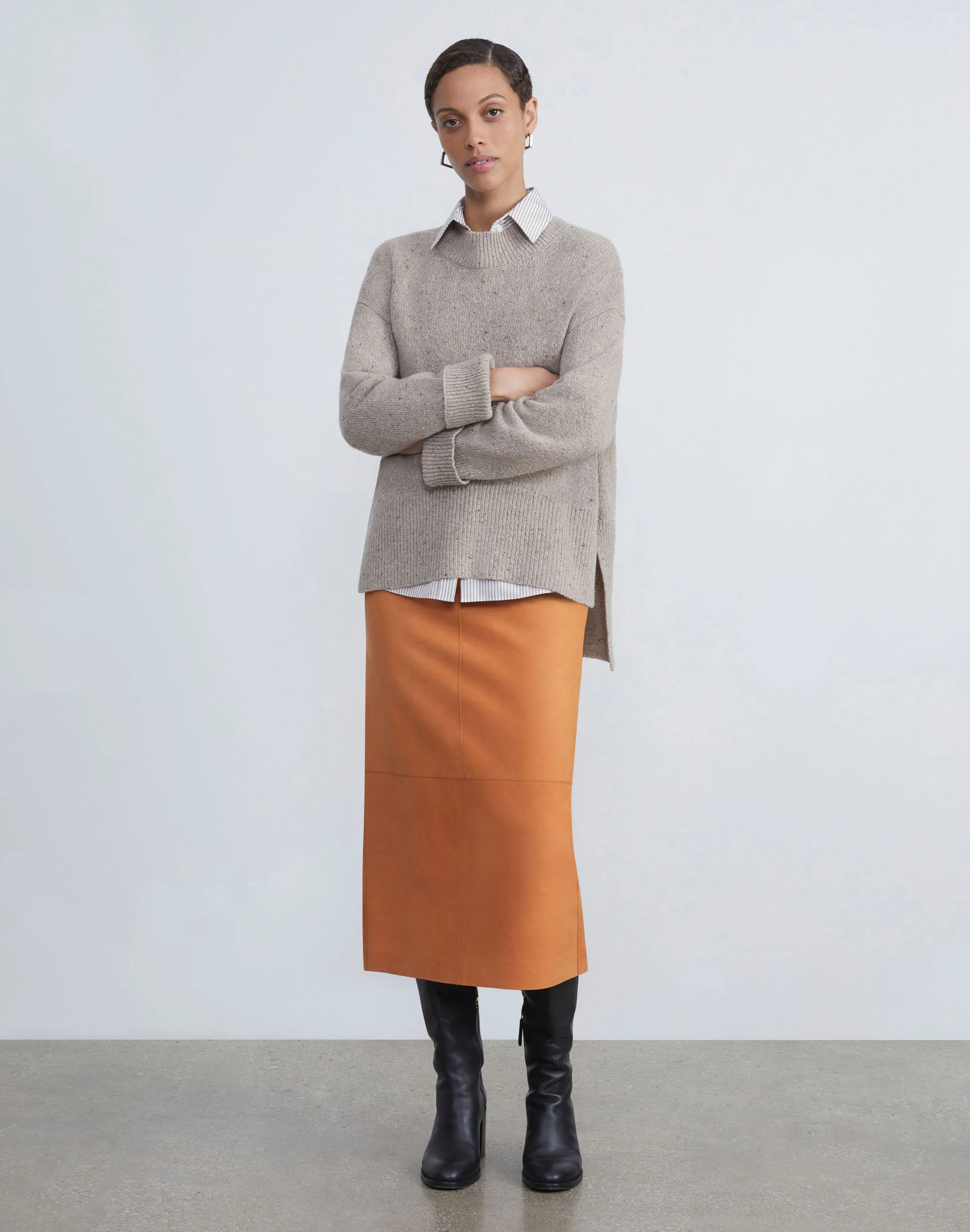 Nubuck Suede Pencil Skirt