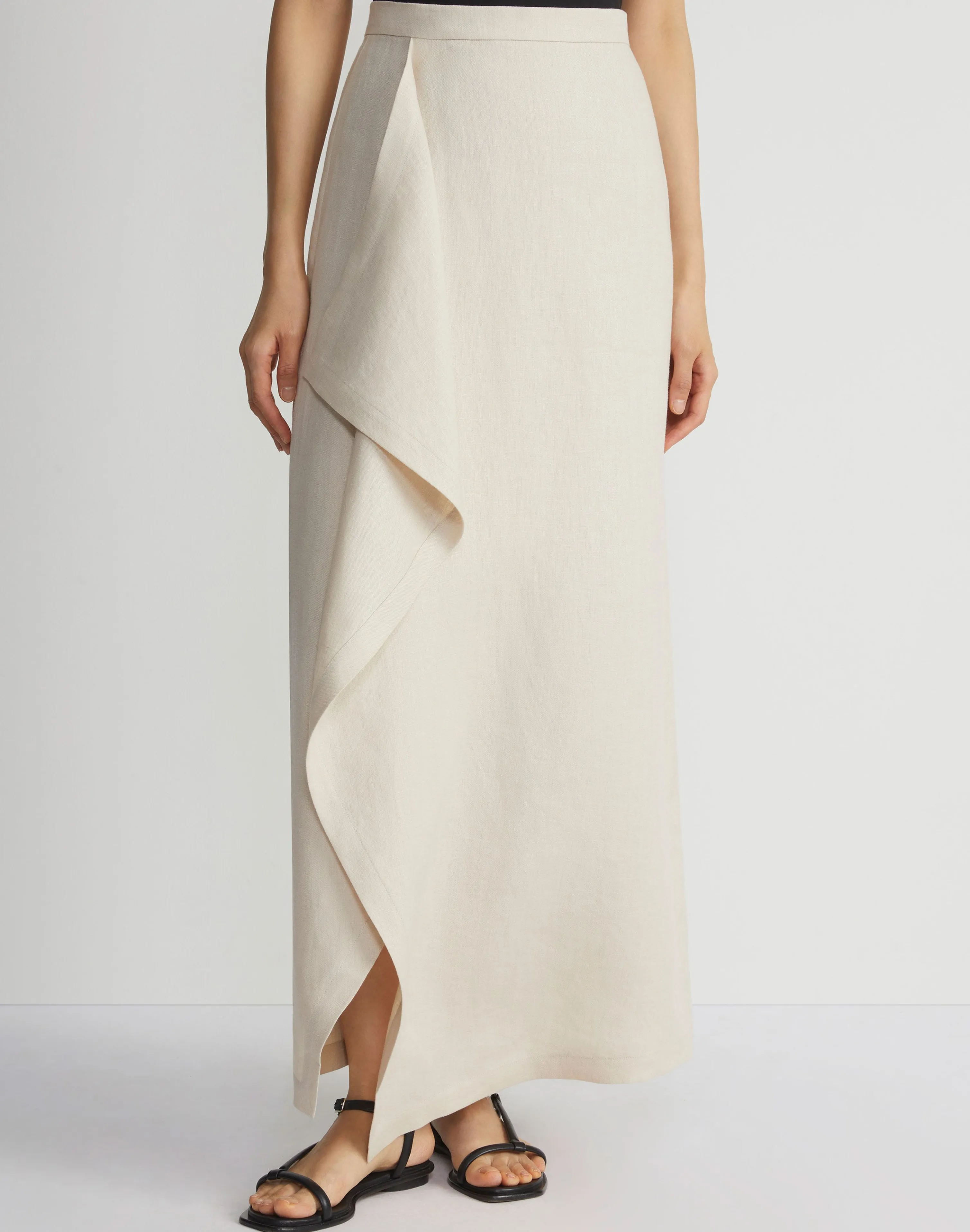 Linen Drape Front Skirt