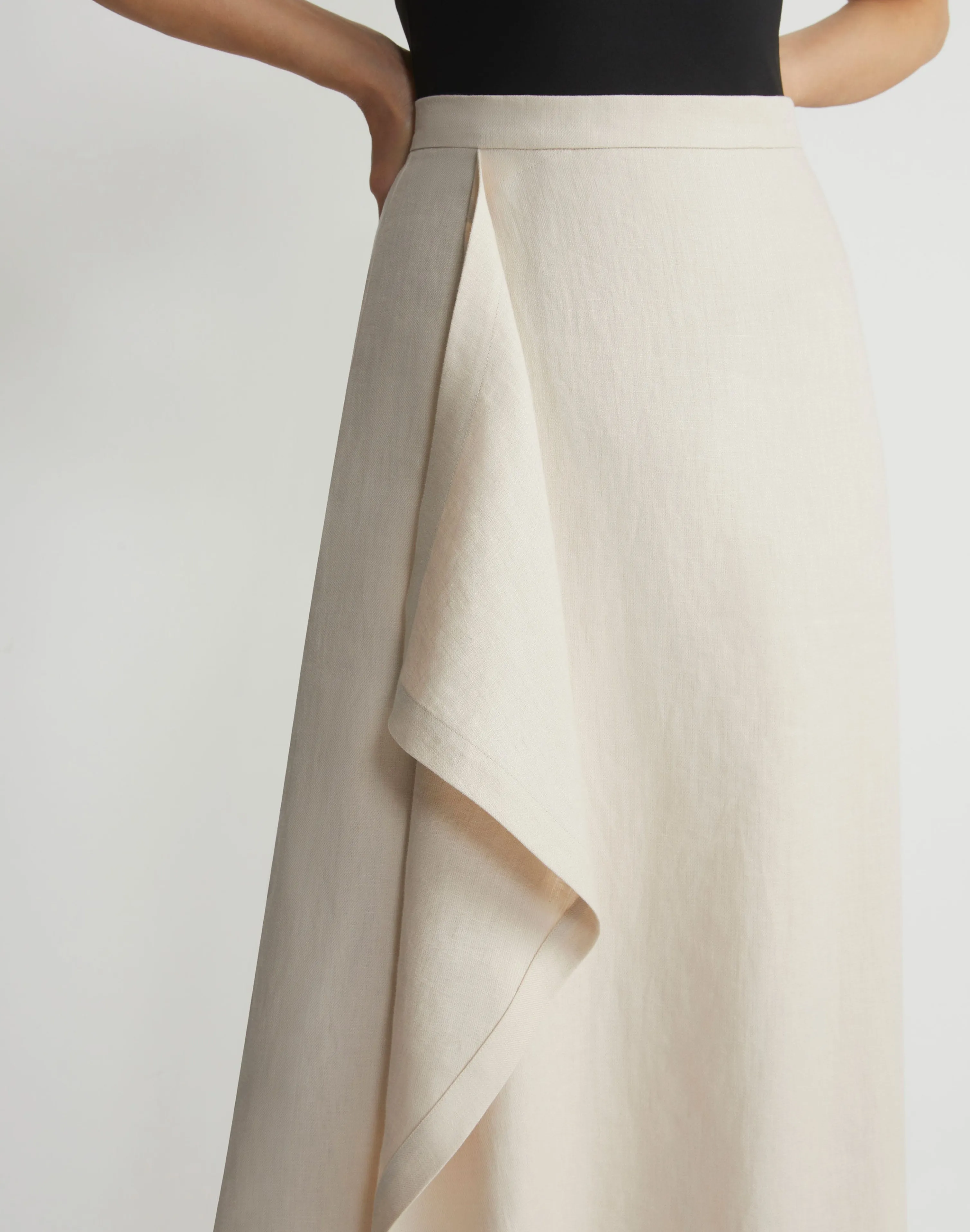 Linen Drape Front Skirt