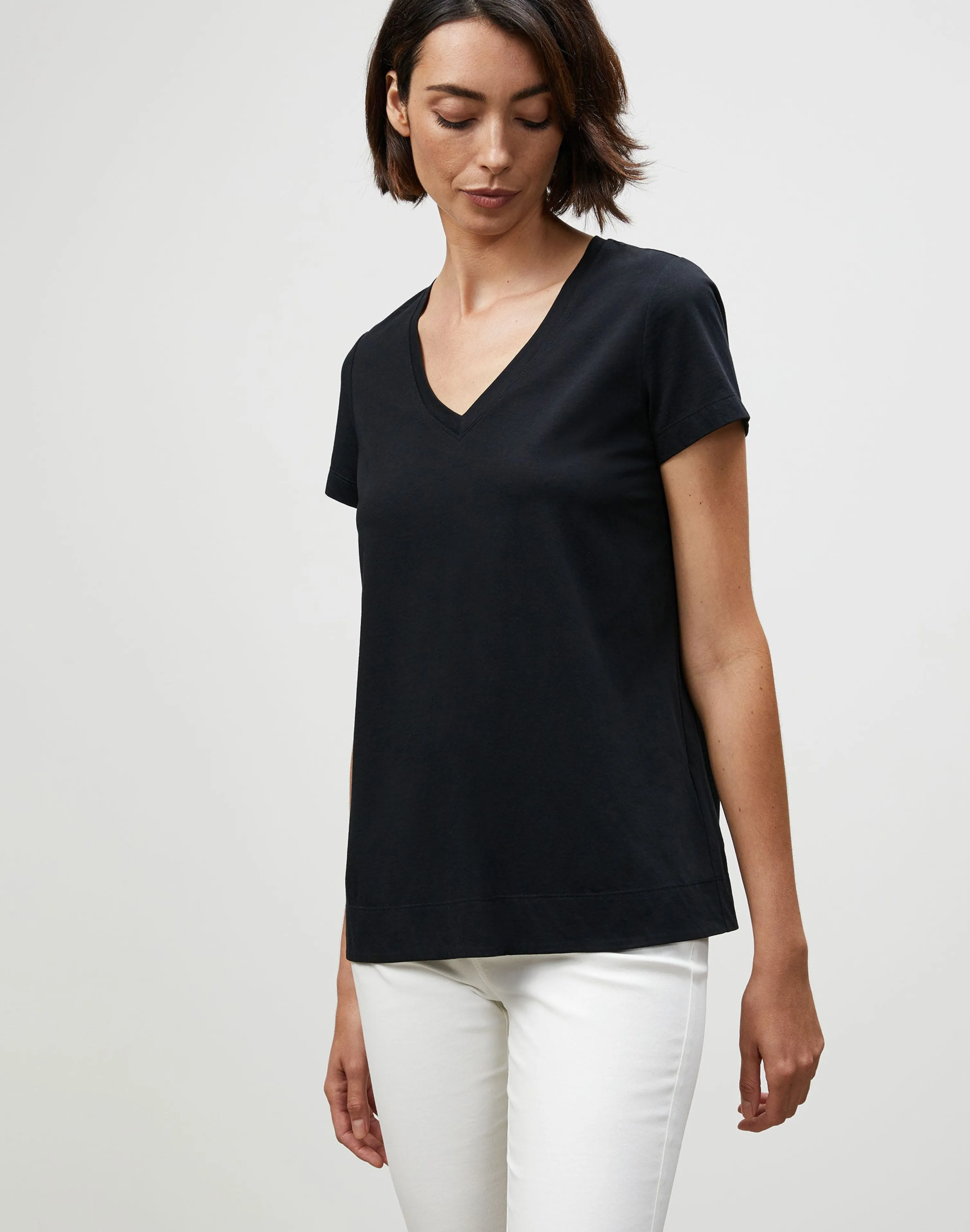 Cotton Jersey Modern V-Neck Tee