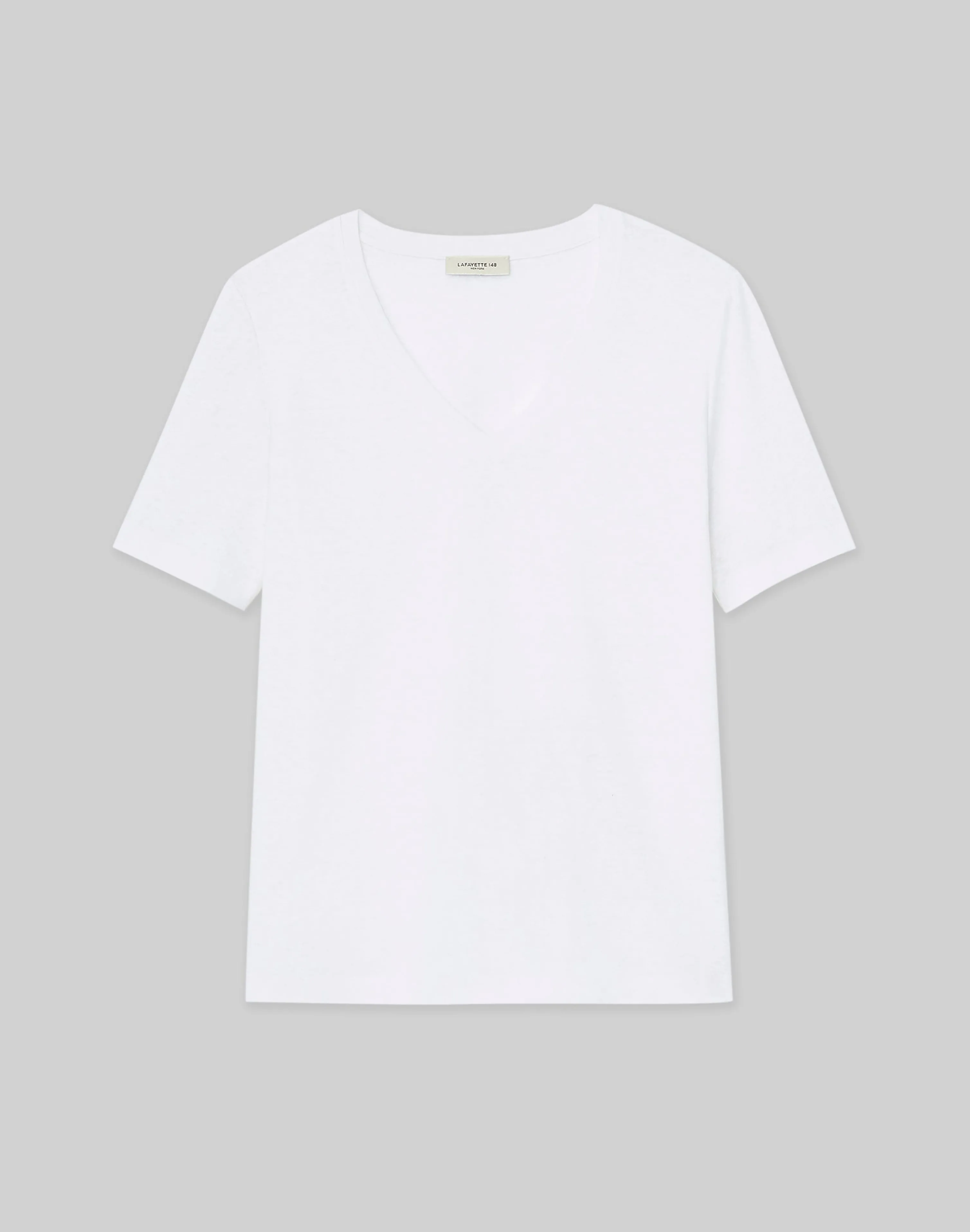 Linen-Cotton Jersey V-Neck Tee