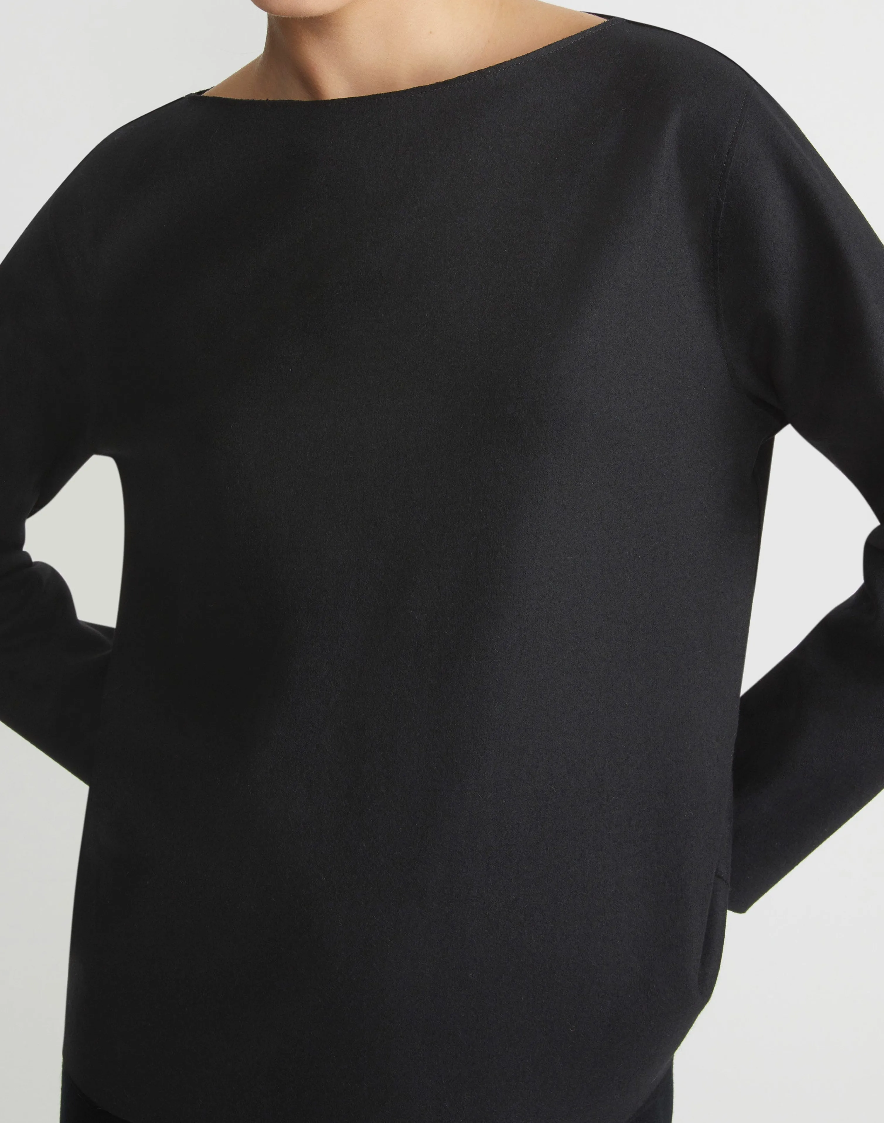 Boiled Wool-Cashmere Jersey Bateau Neck Top