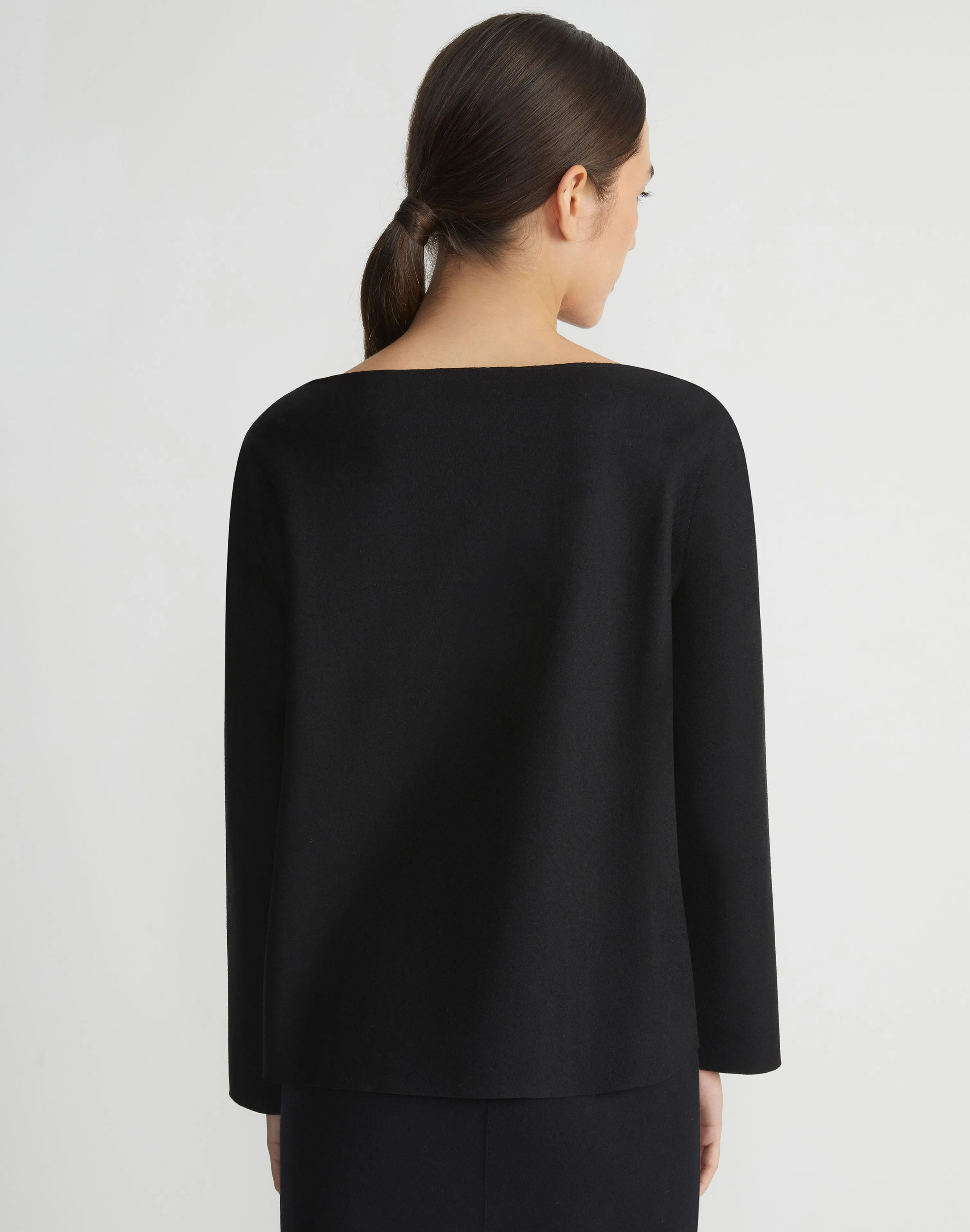 Boiled Wool-Cashmere Jersey Bateau Neck Top
