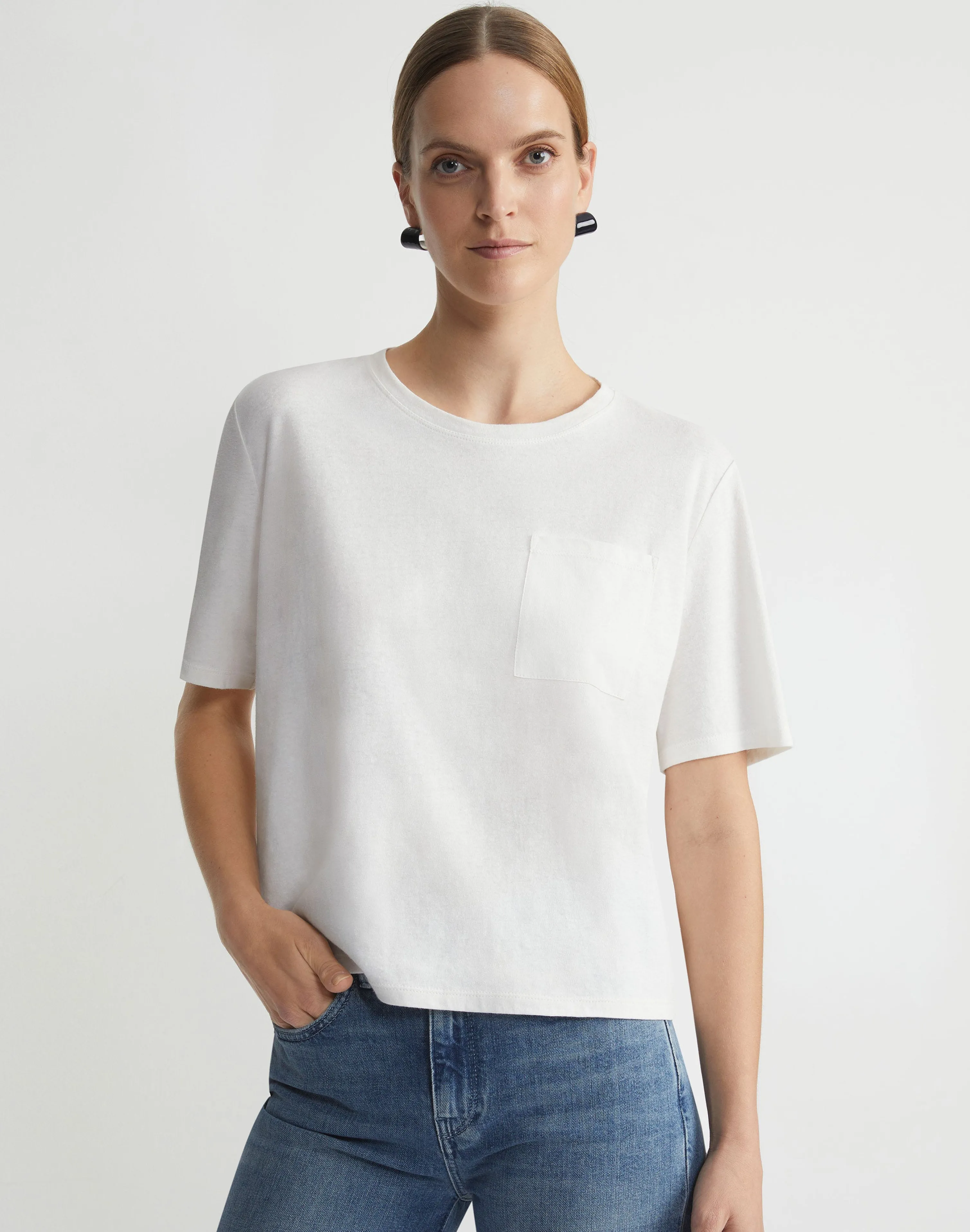 Linen-Cotton Jersey Pocket T-Shirt