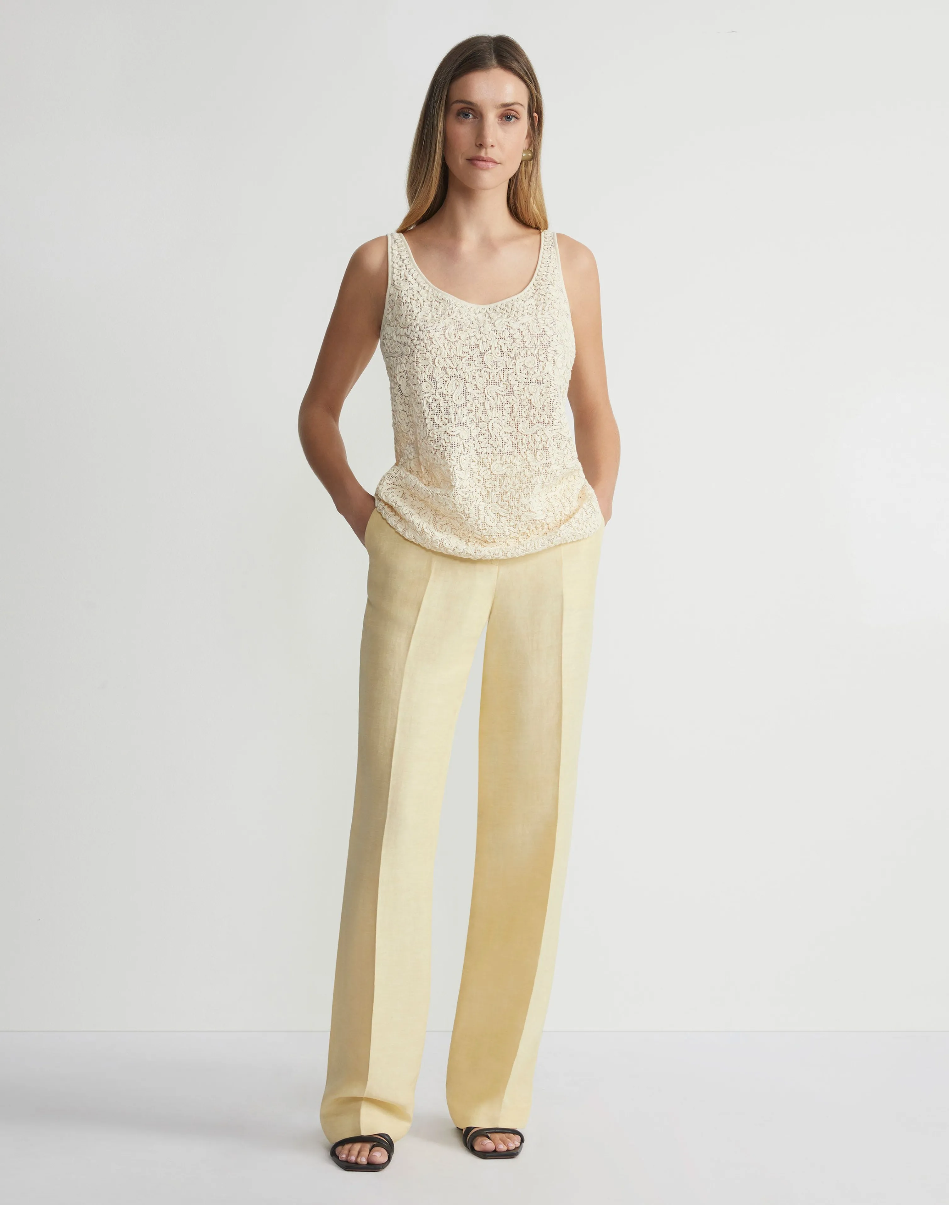 Soutache Embroidered Cotton Tank