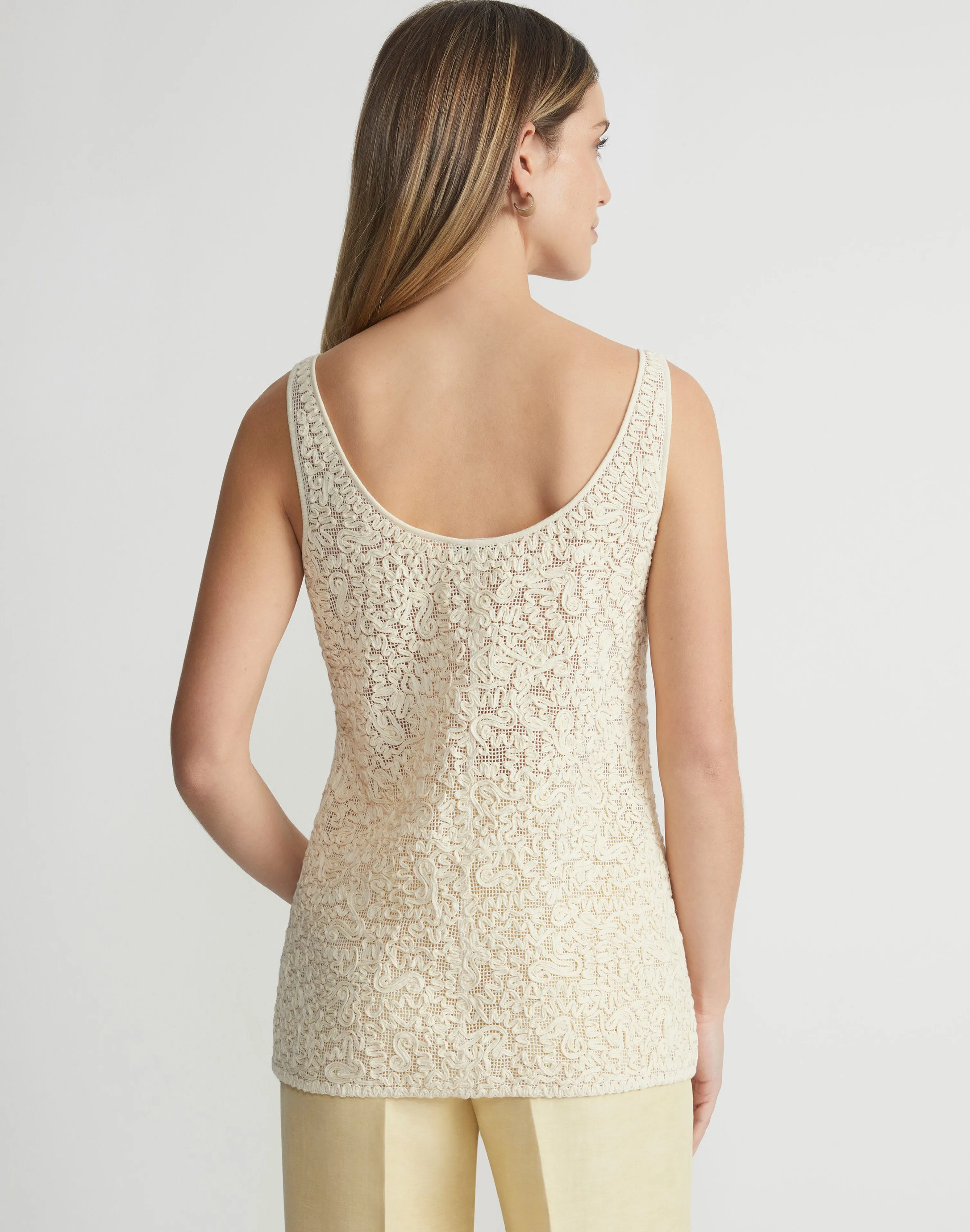 Soutache Embroidered Cotton Tank