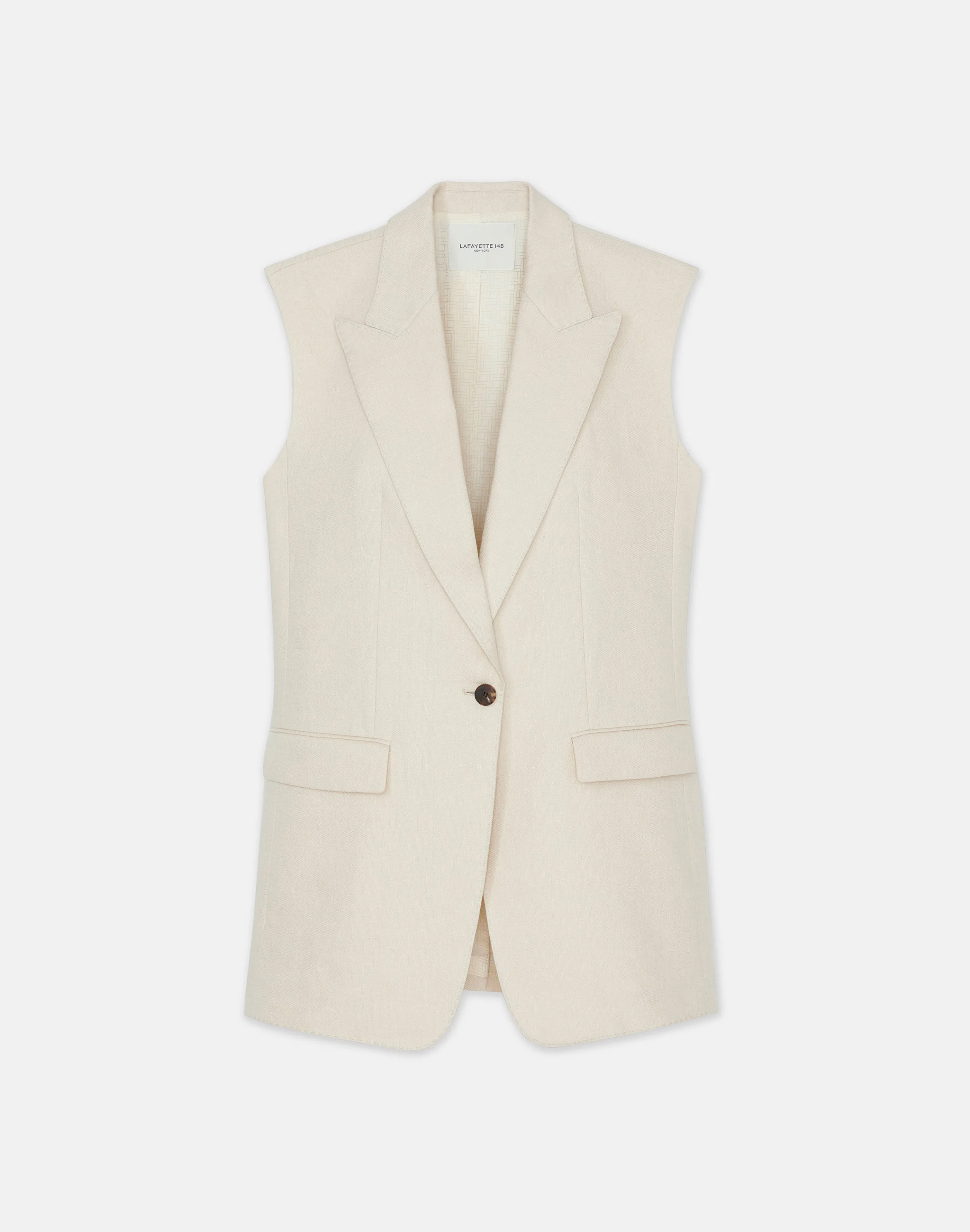 Linen Peak Lapel Longline Vest