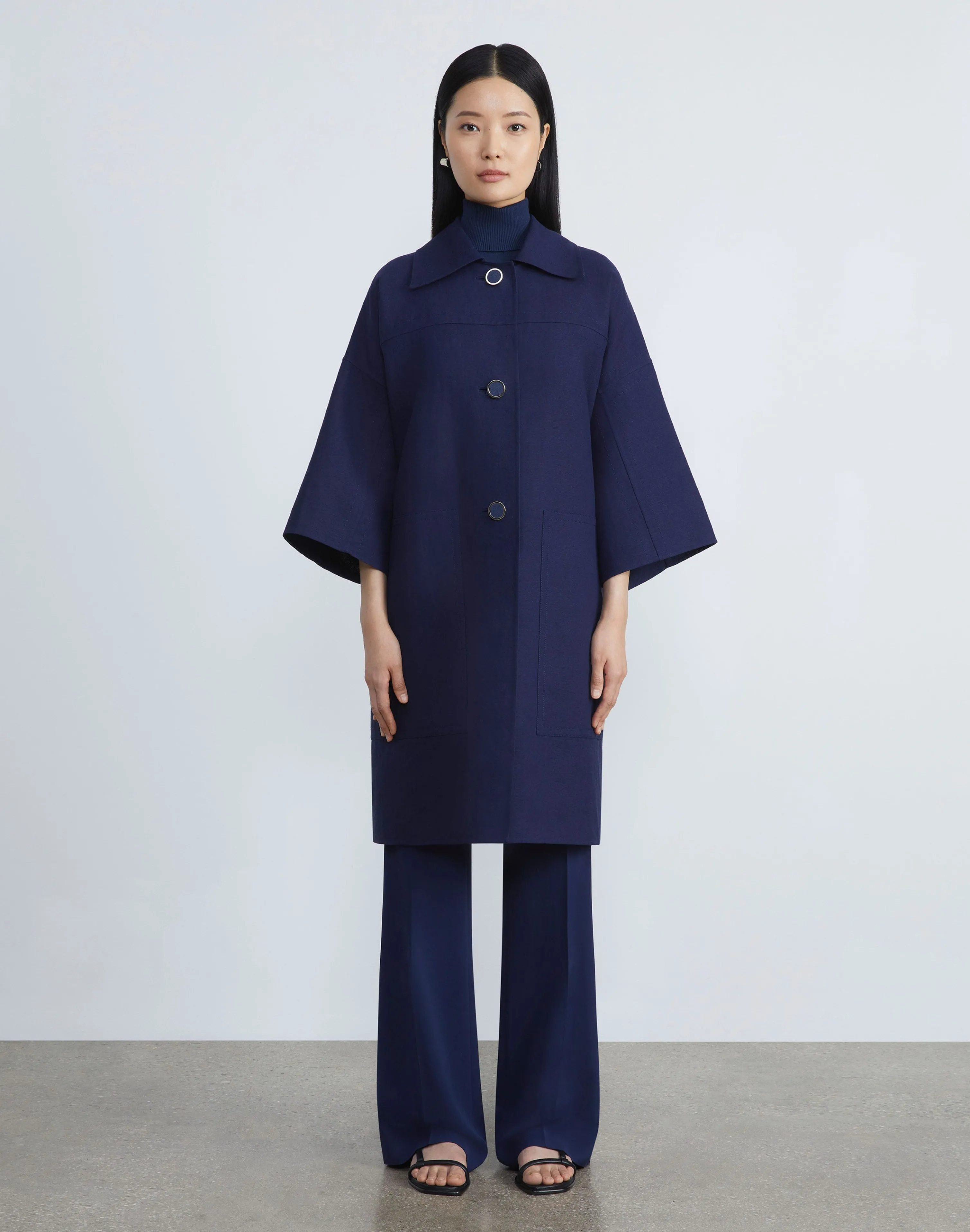 Matte Crepe Sleeveless Turtleneck Sweater