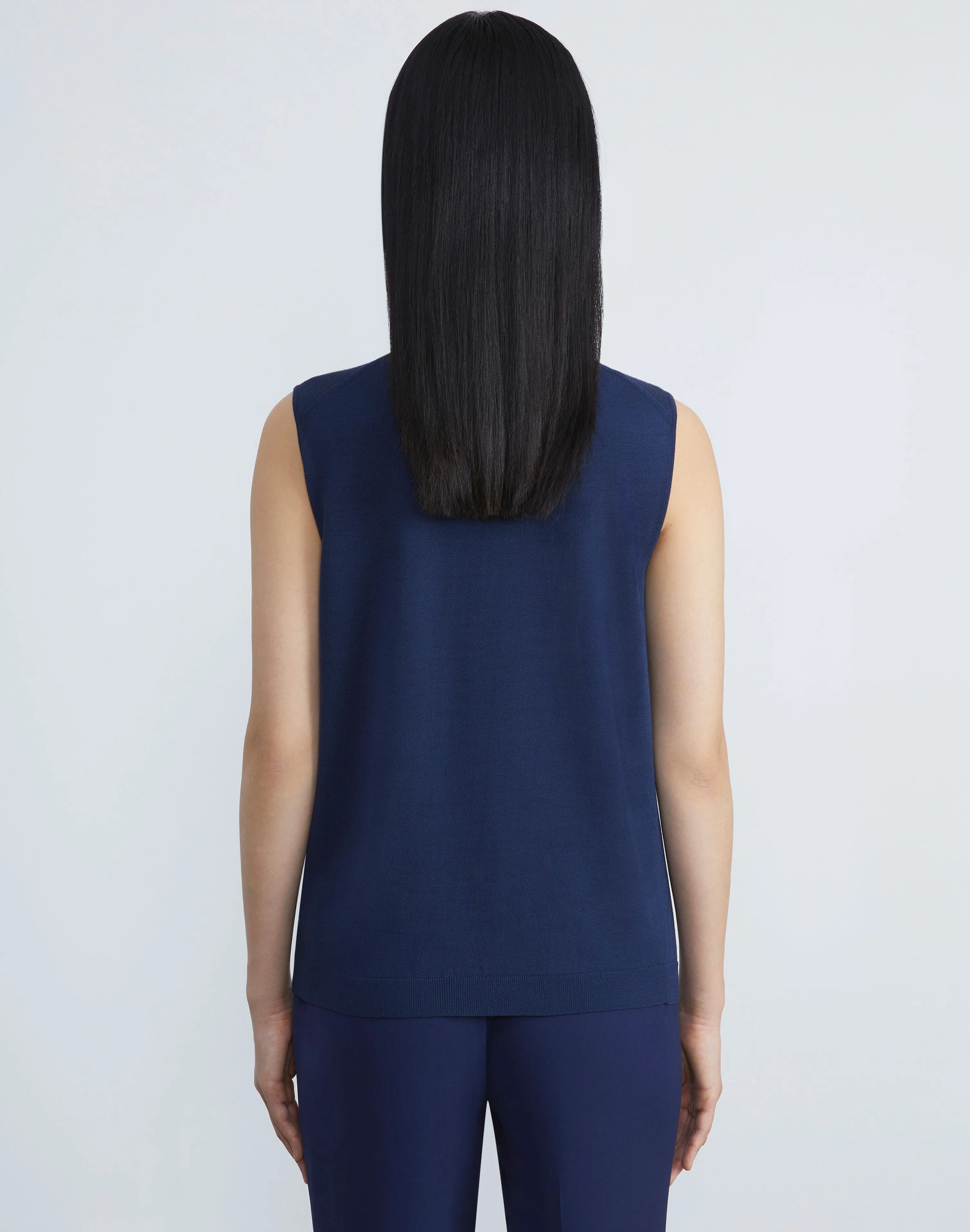 Matte Crepe Sleeveless Turtleneck Sweater