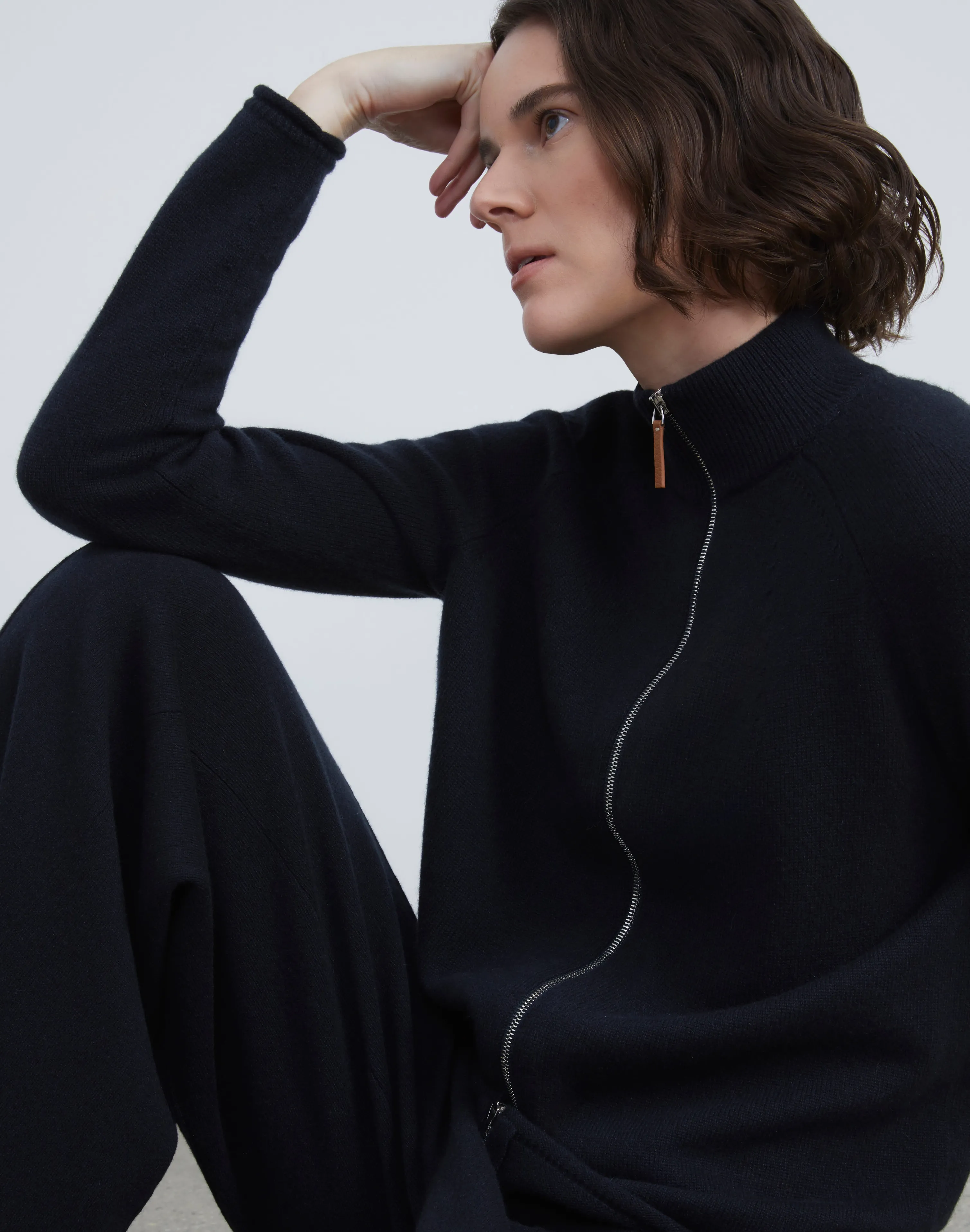 Cashmere Zip Front Cardigan