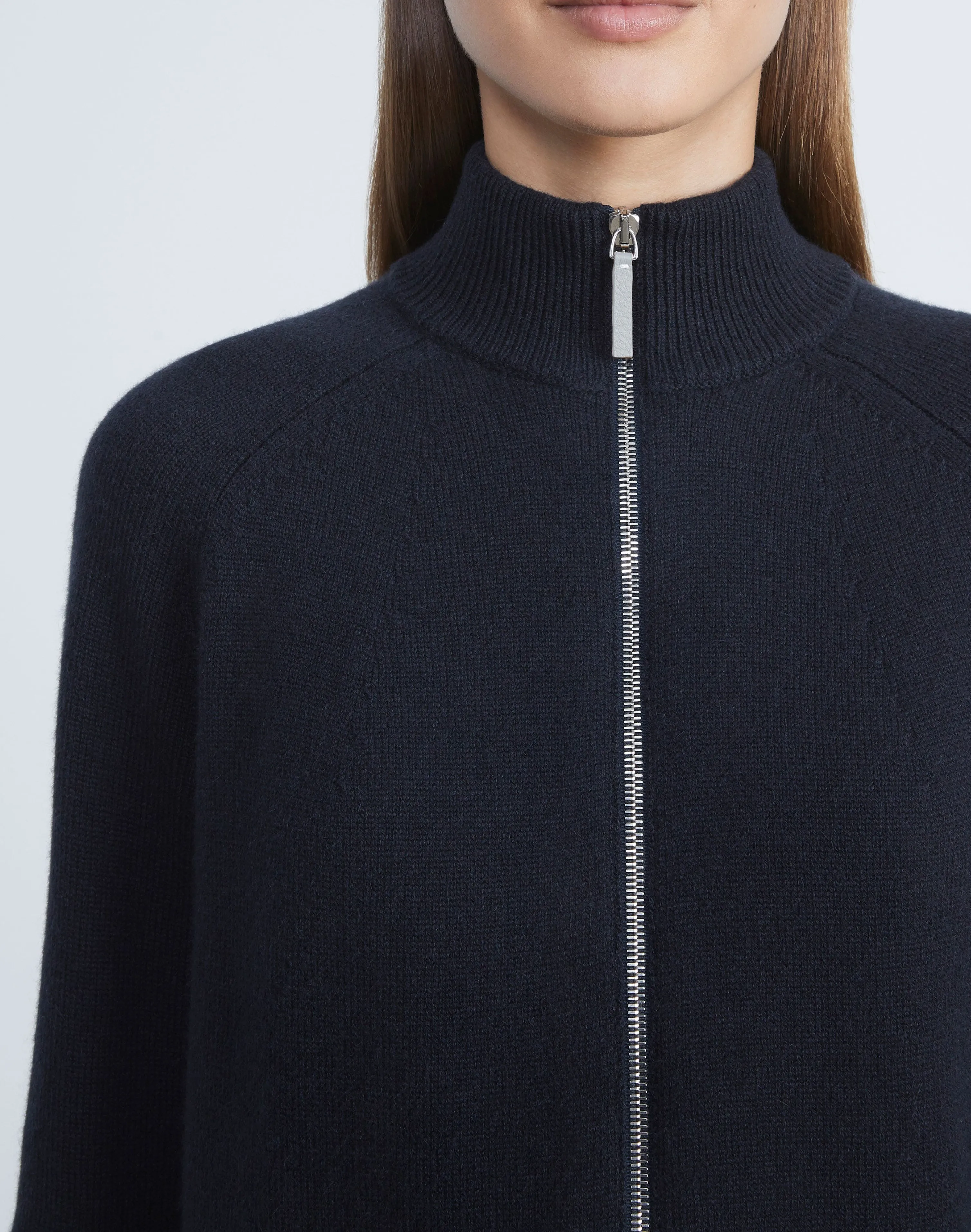 Cashmere Zip Front Cardigan