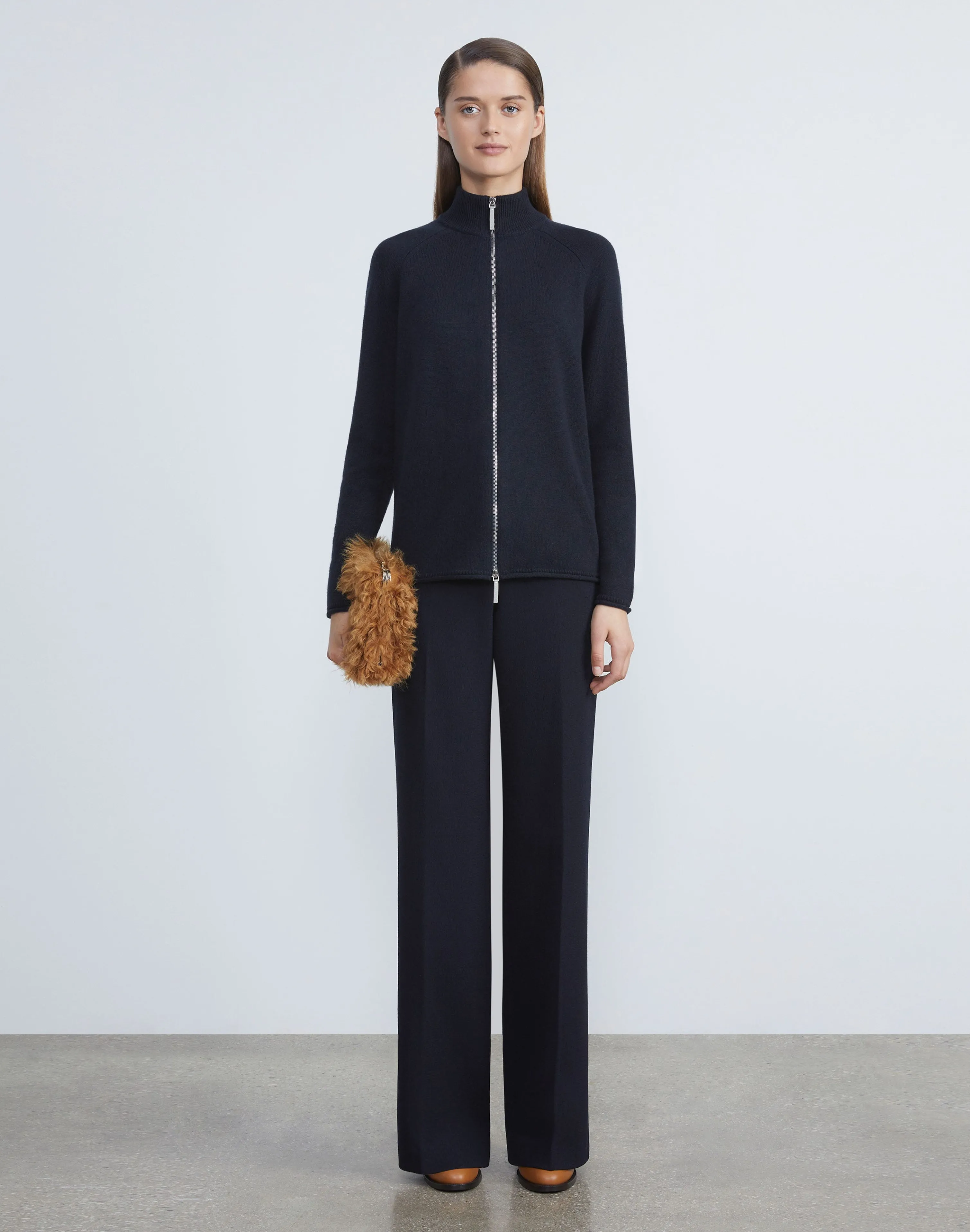 Cashmere Zip Front Cardigan