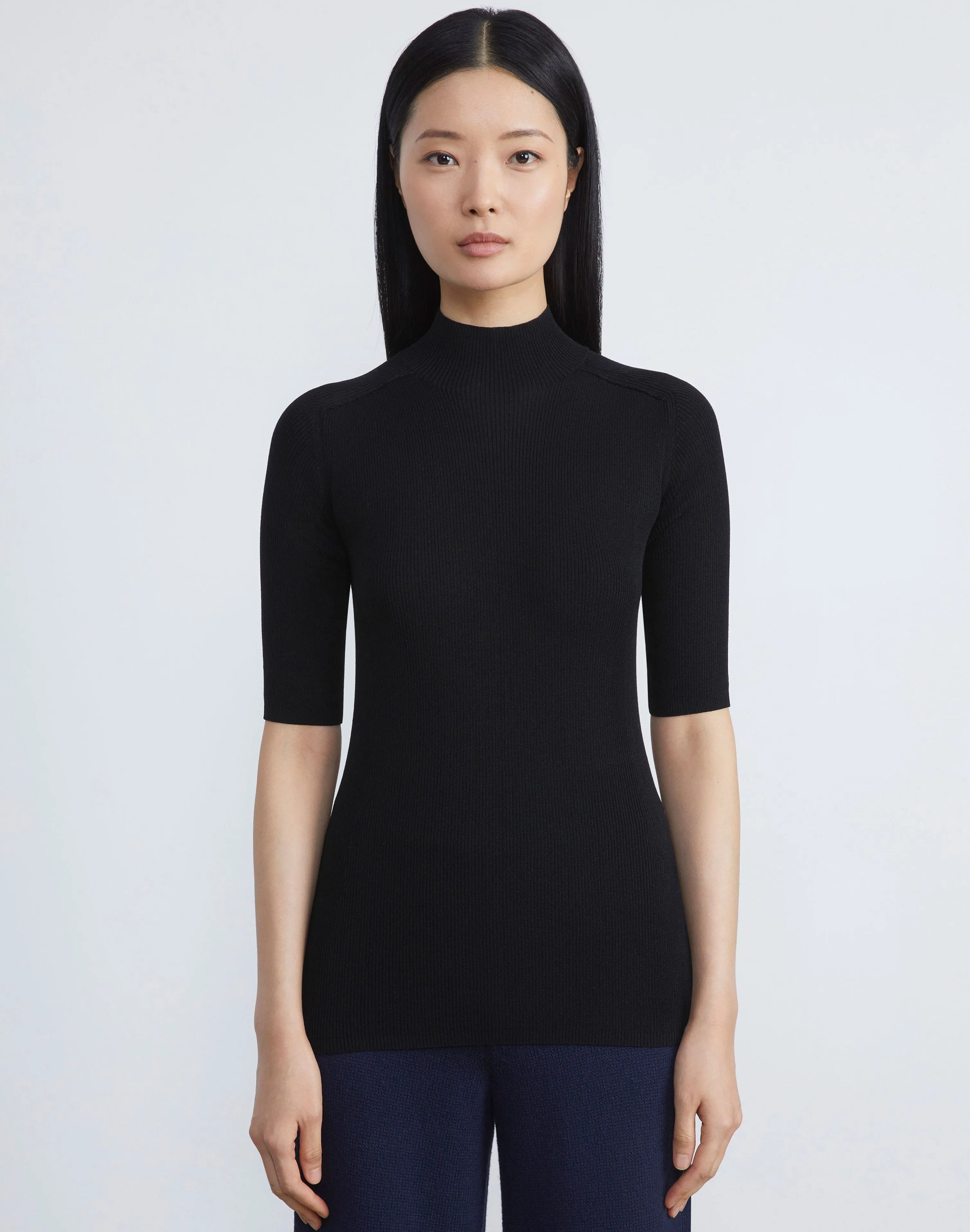 Finespun Voile Ribbed Short Sleeve Sweater