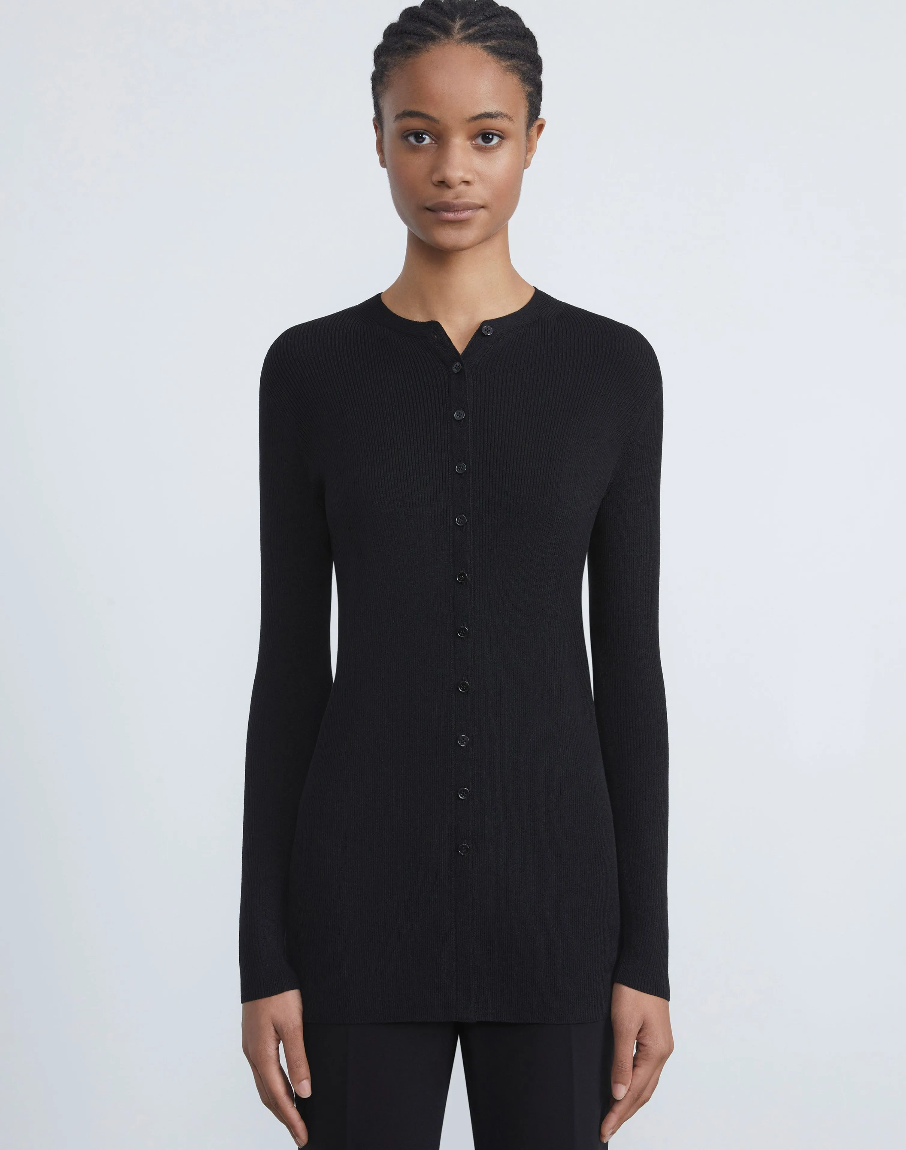 Finespun Voile Ribbed Long Cardigan