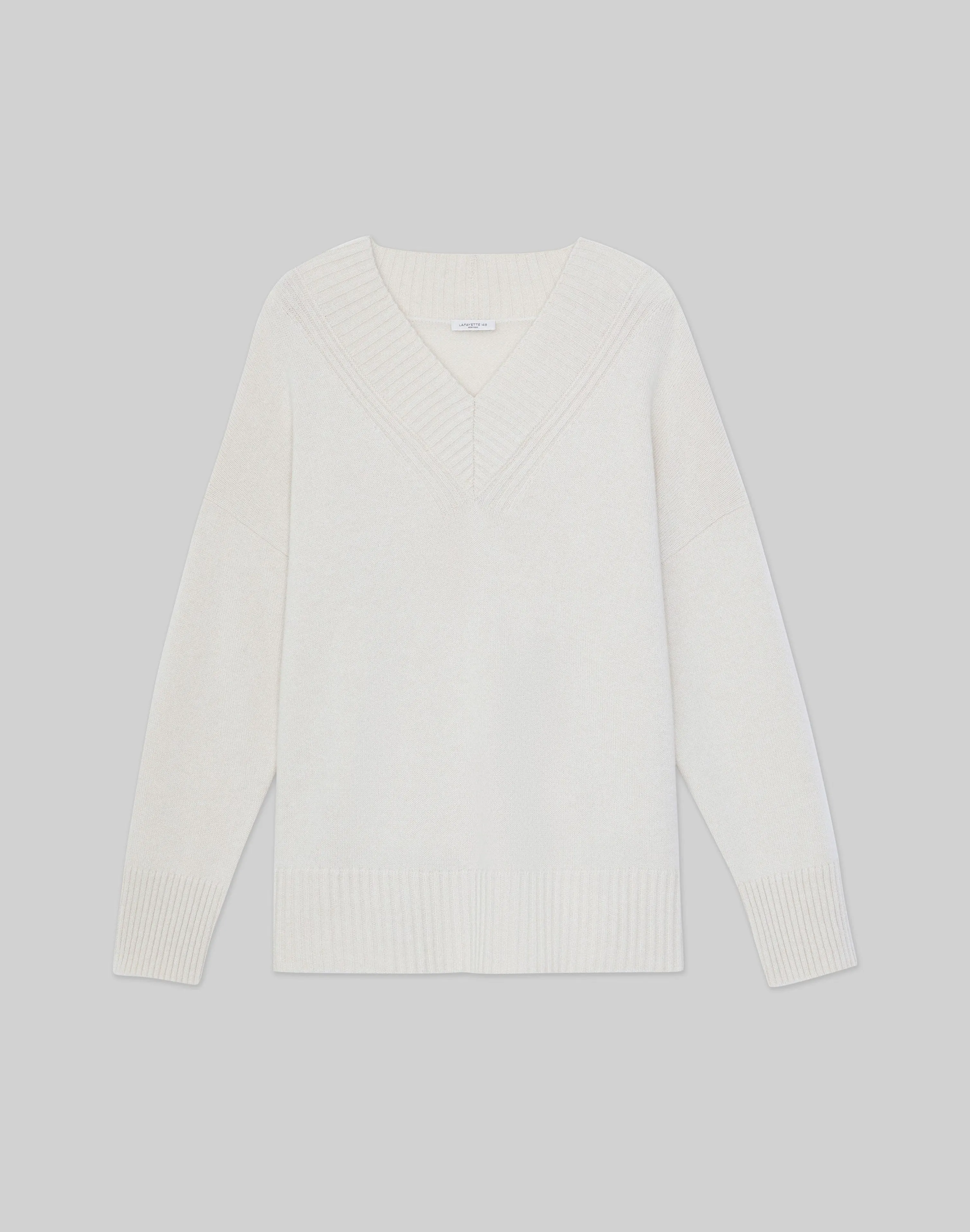 Cashmere Ribbed V-Neck Sweater