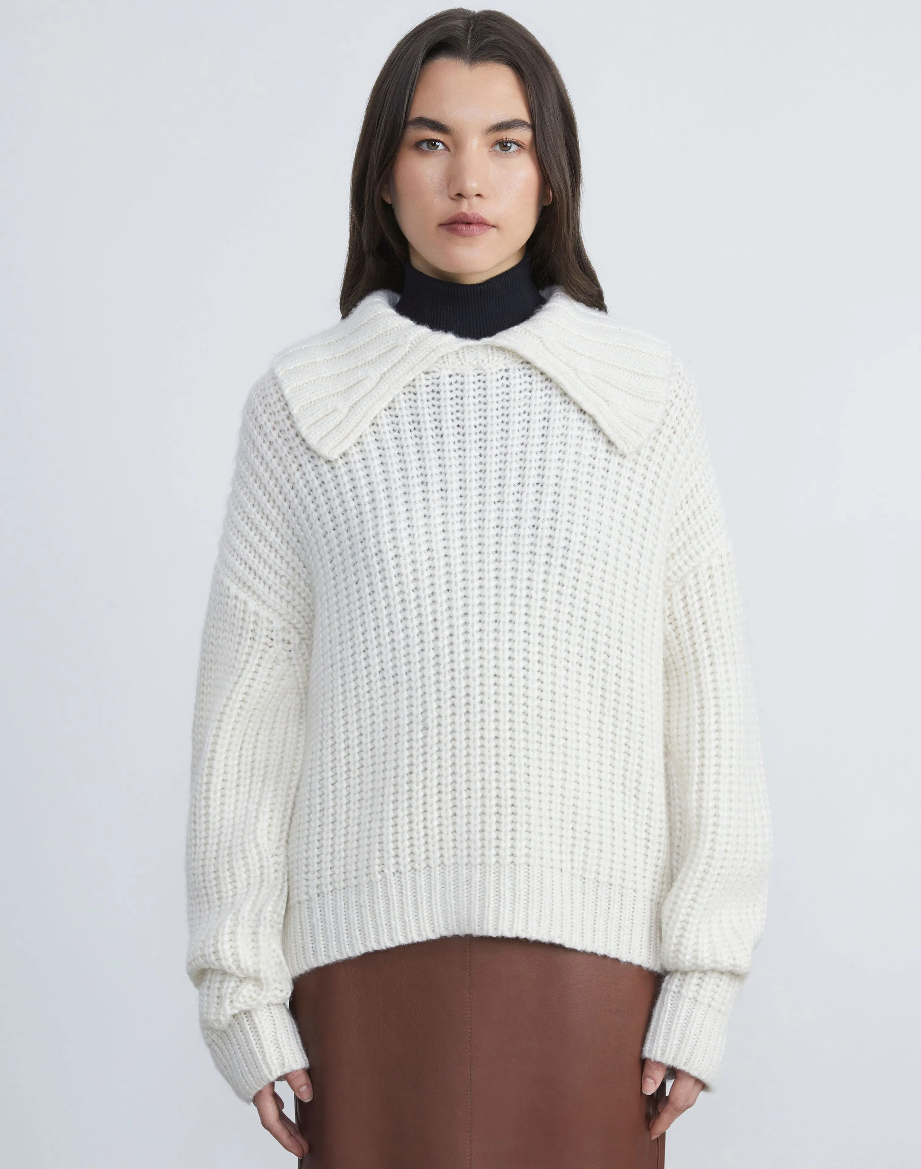 Cashmere-Silk Collared Sweater