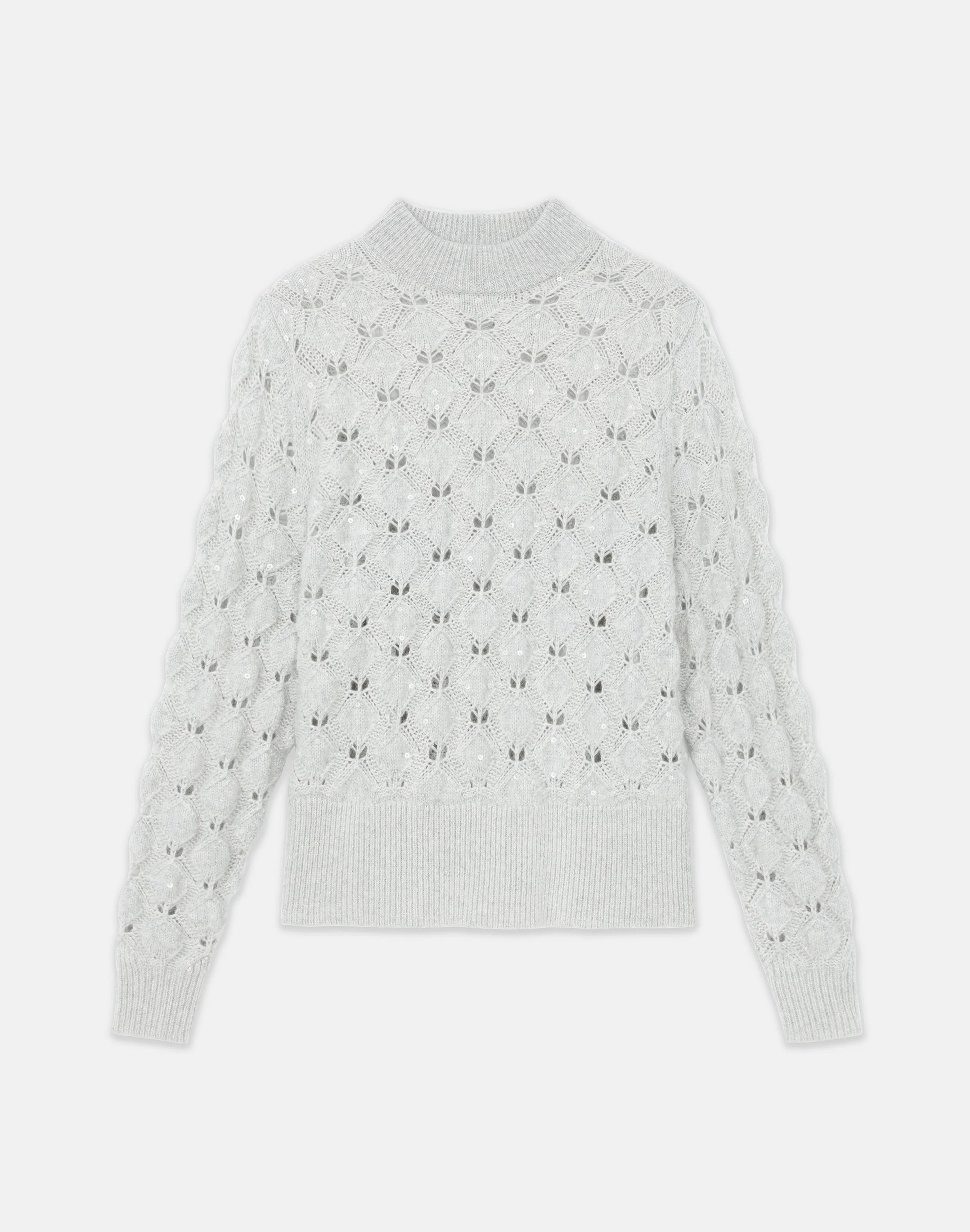 Hand-Embellished Cashmere-Alpaca Lace Stitch Sweater