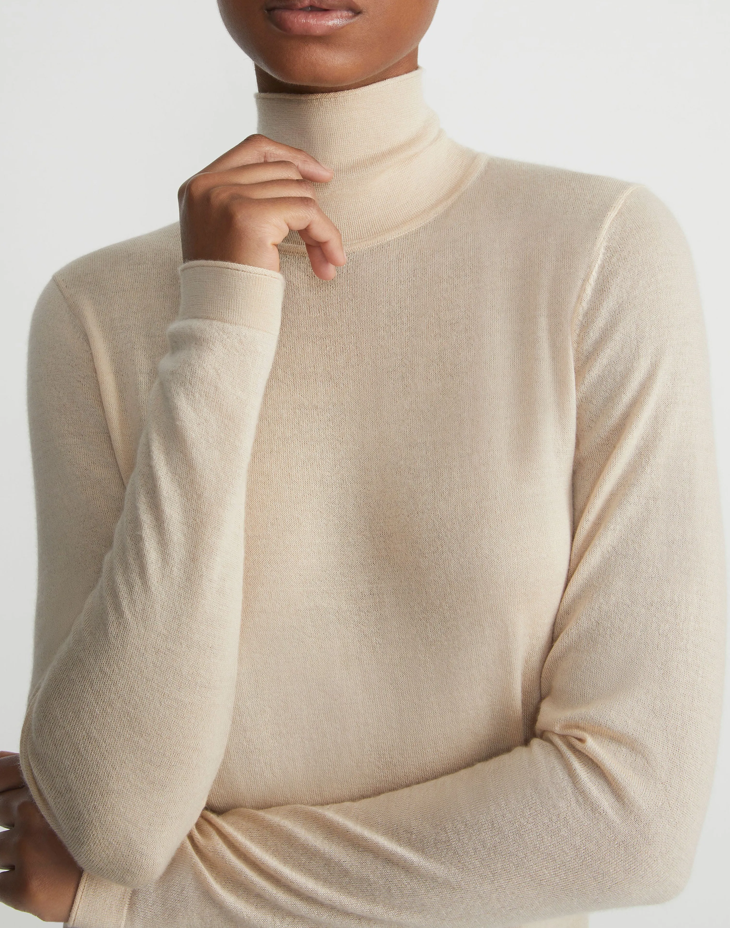 Fine Gauge Cashmere Stand Collar Sweater