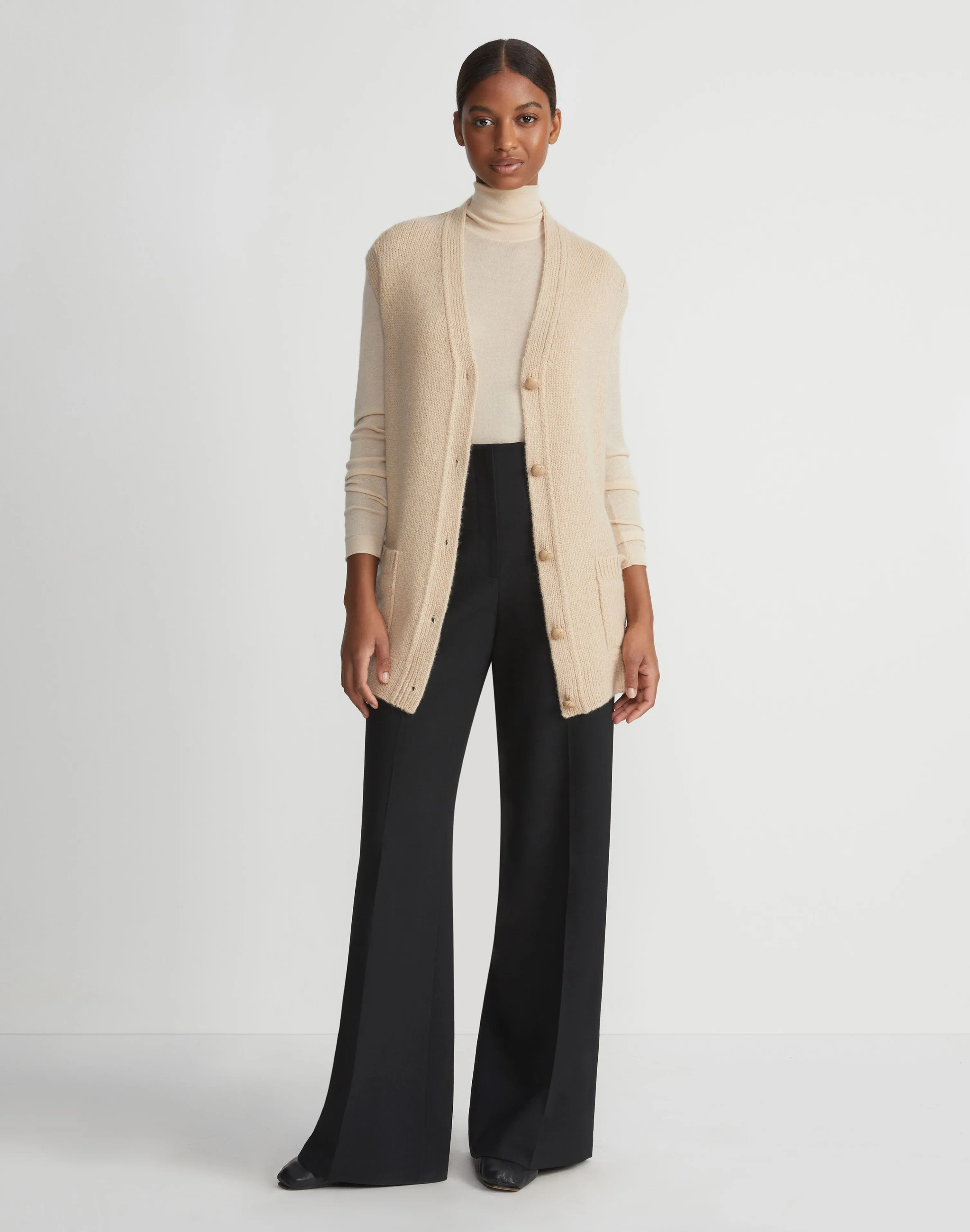 Fine Gauge Cashmere Stand Collar Sweater