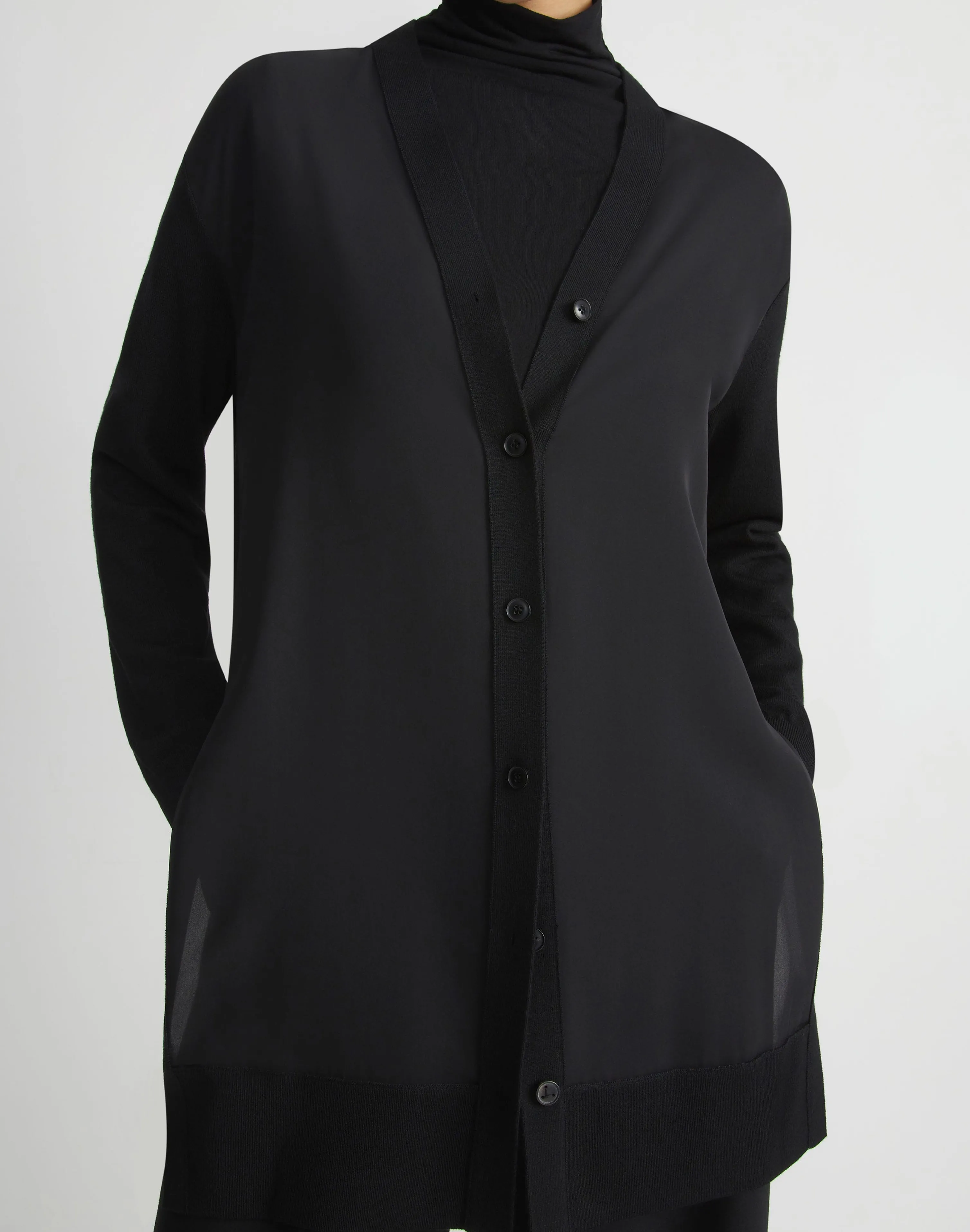 Responsible Fine Gauge Merino & Organic Silk Georgette Cardigan