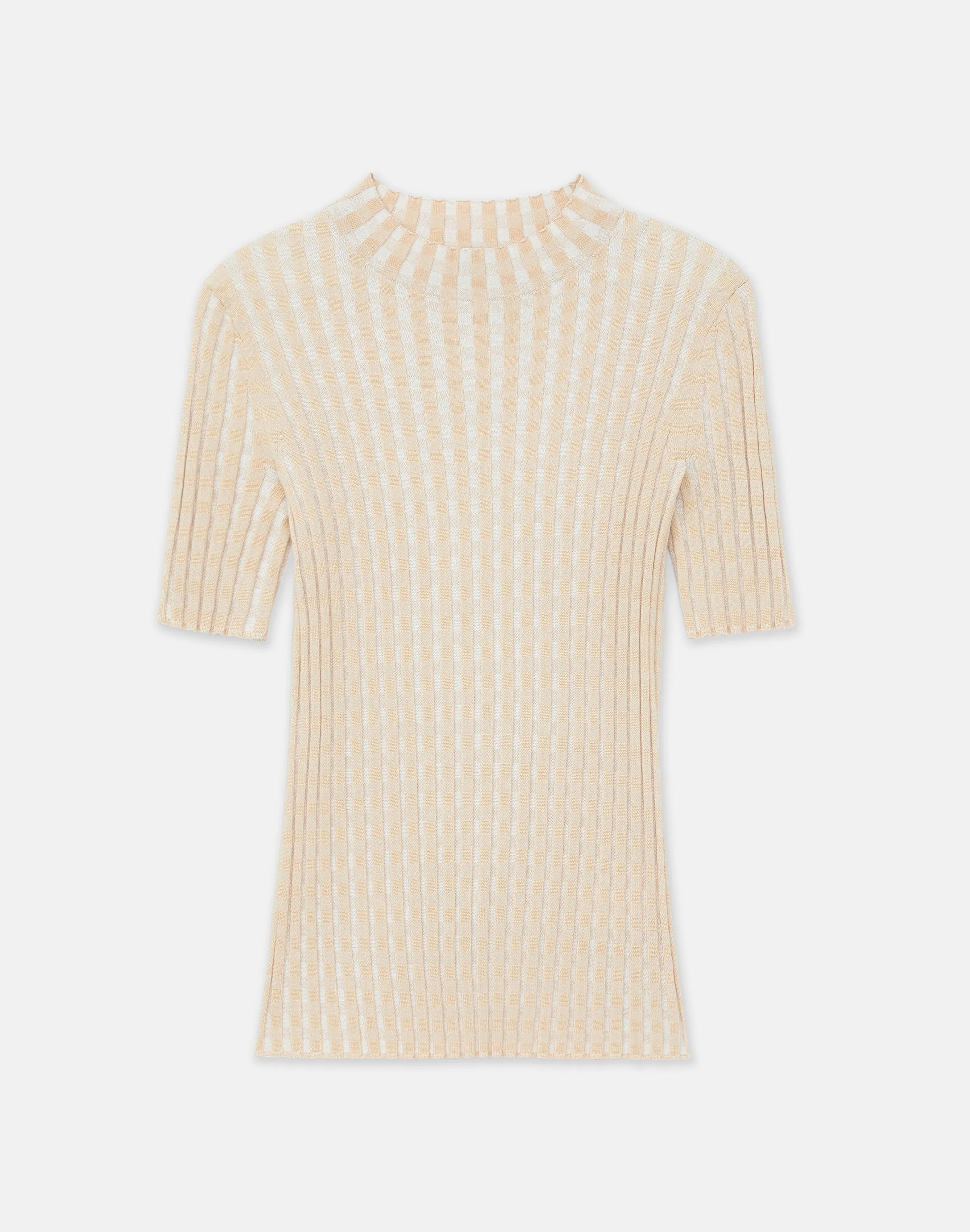 Gingham Responsible Matte Crepe Short Sleeve Sweater