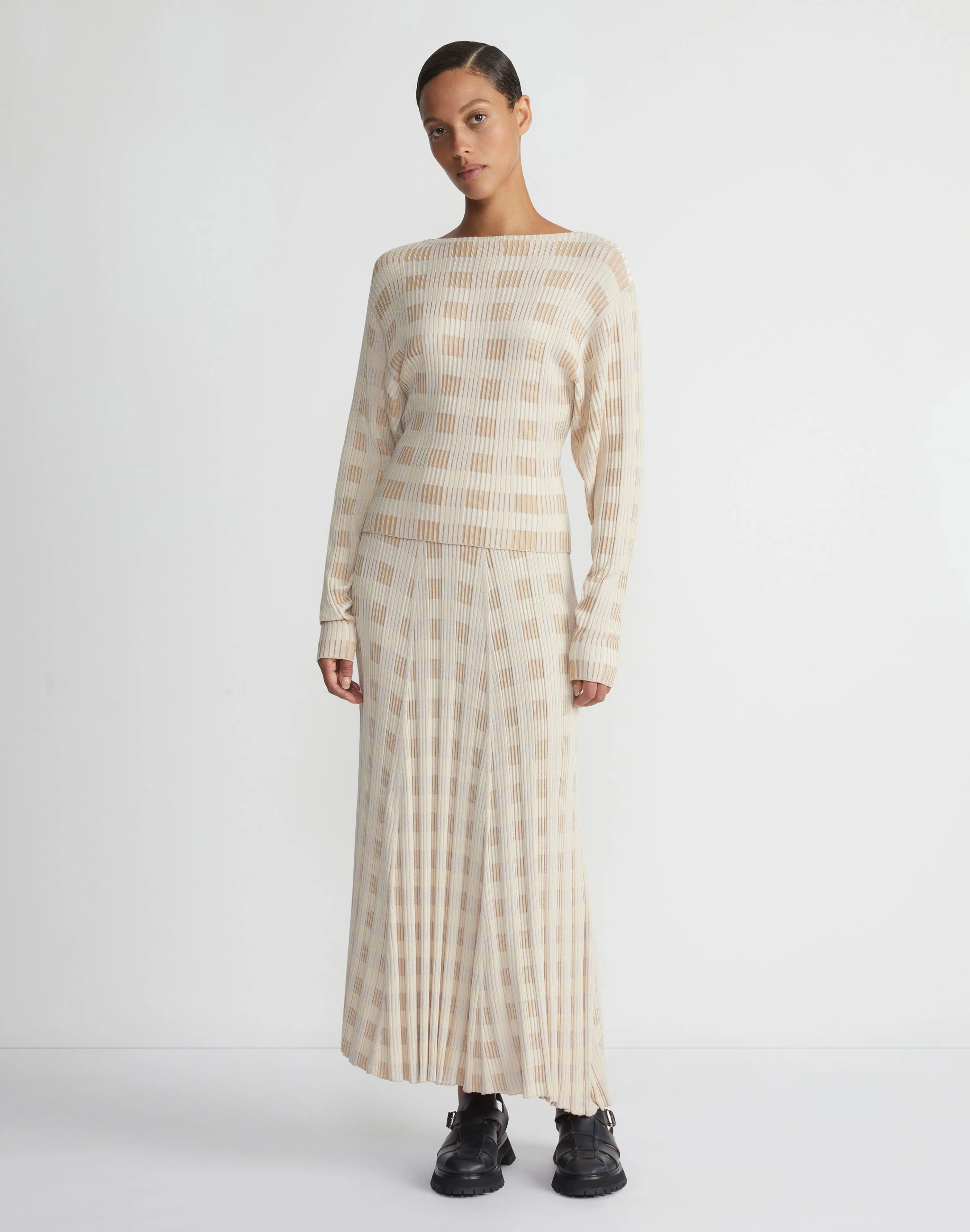 Gingham Responsible Matte Crepe Blouson Sweater