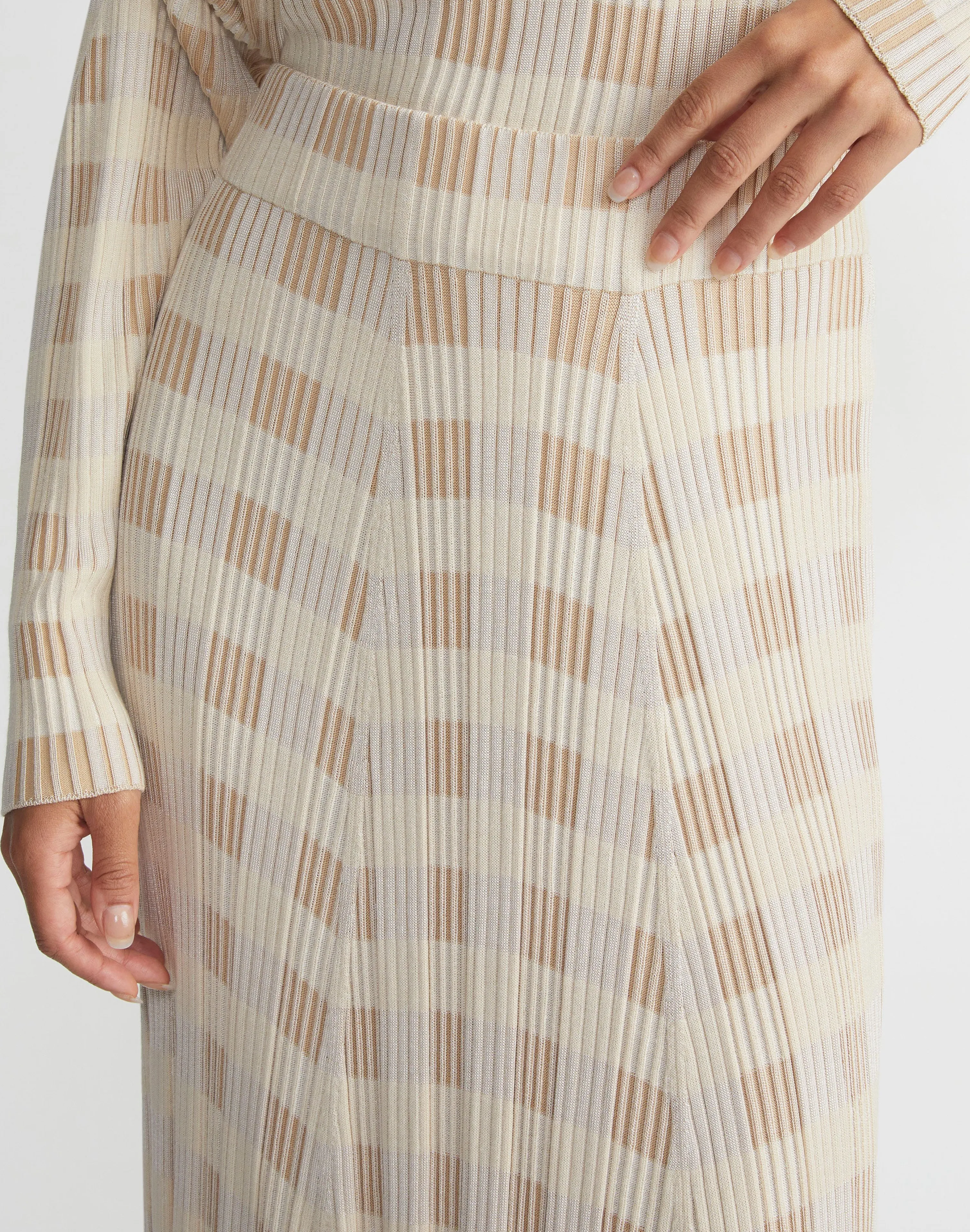 Gingham Responsible Matte Crepe Knit Asymmetric Skirt