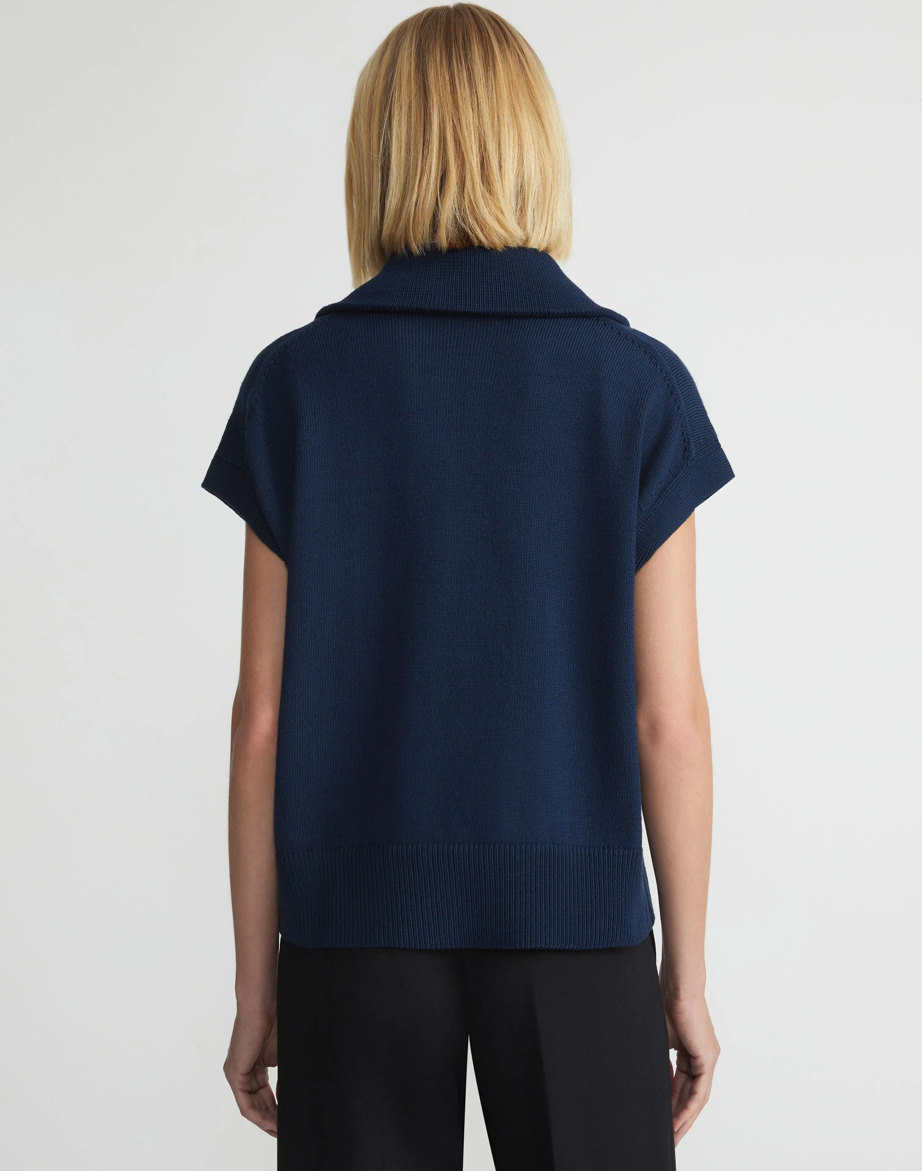 Cotton-Silk Tape Half Zip Sweater