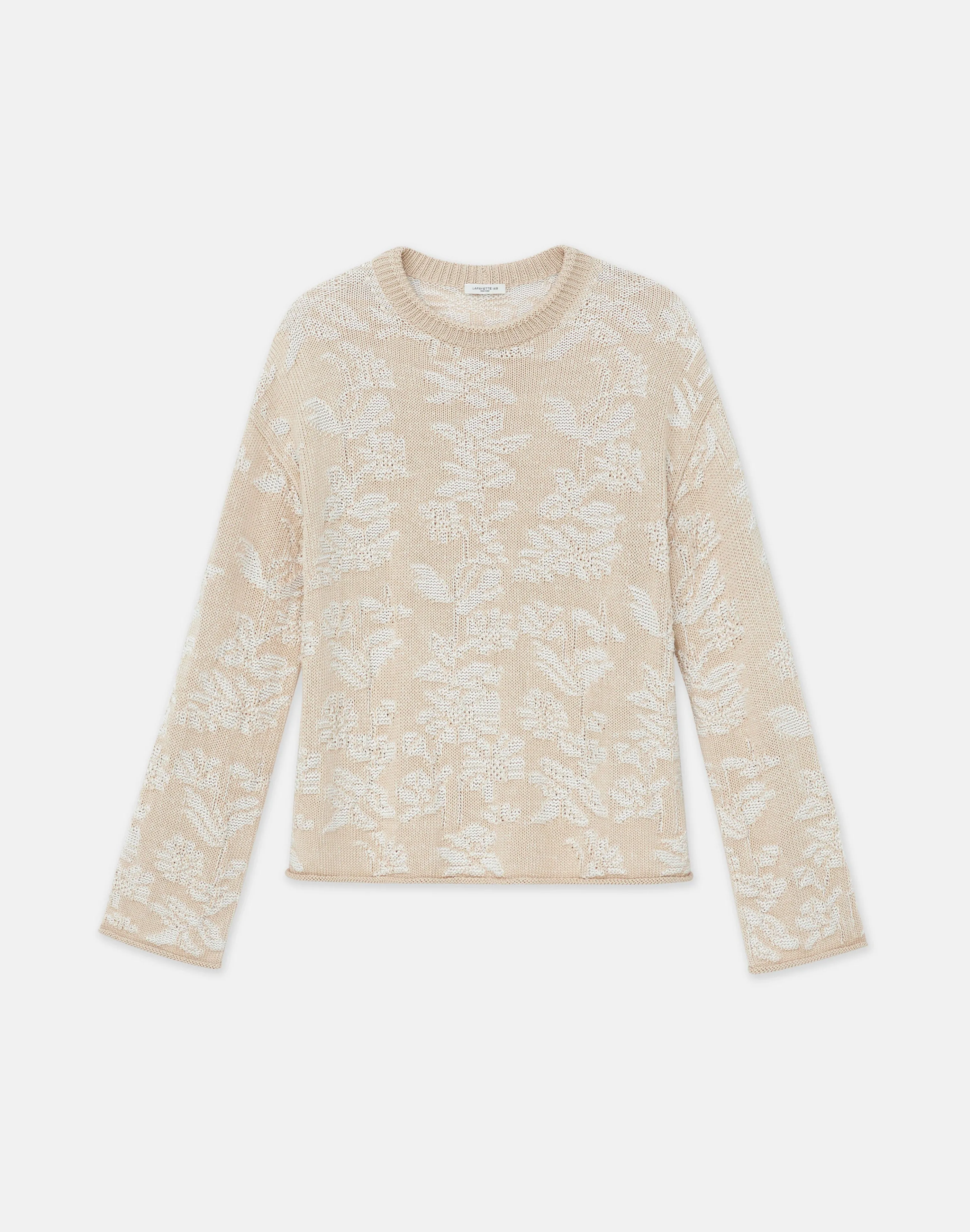 Flora Bloom Cotton-Silk Tape Textured Stitch Sweater