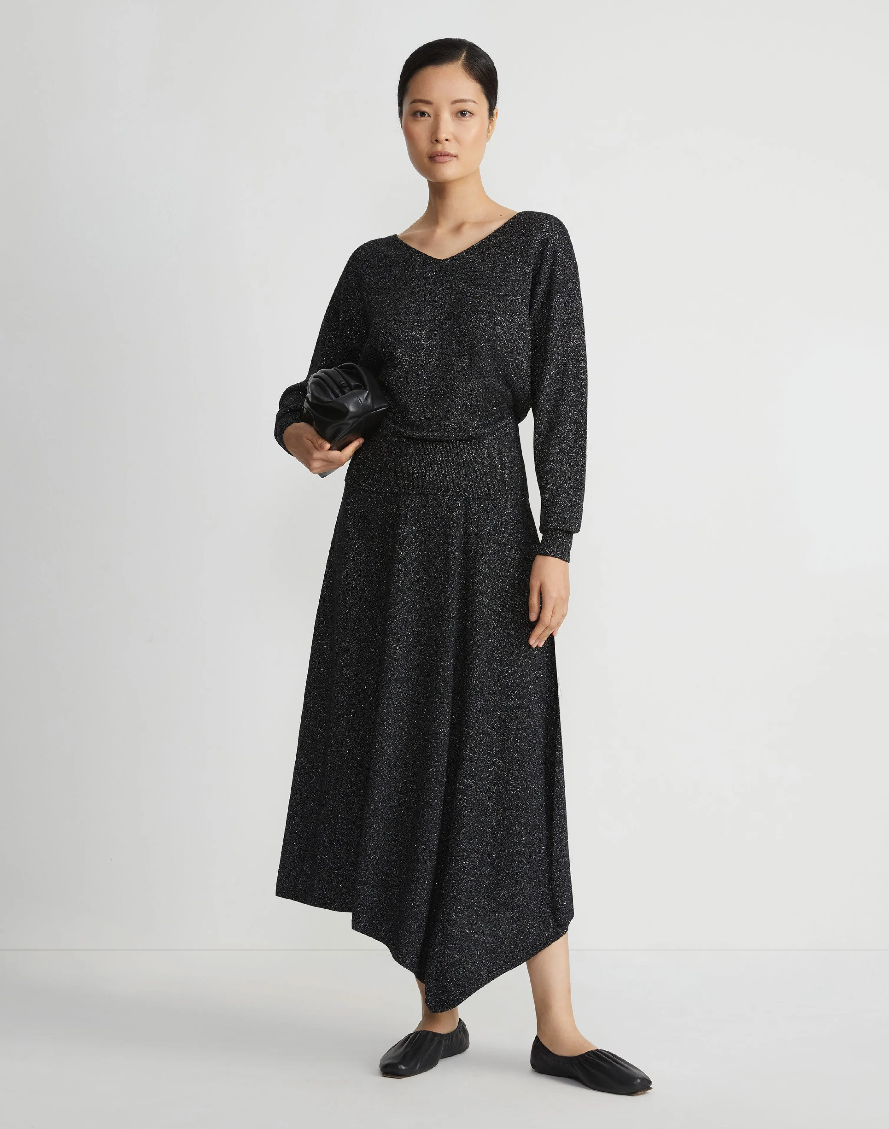 Merino Wool-Sequin Silk Blouson Sweater