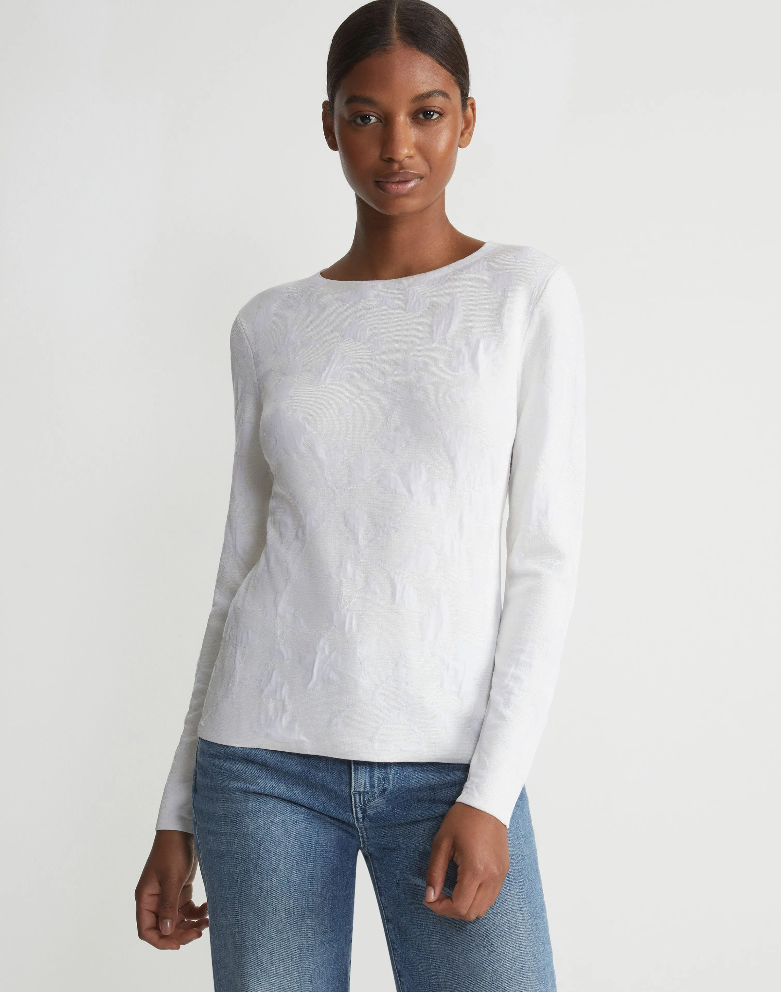 Flora Jacquard Responsible Fine Gauge Merino-Viscose Sweater