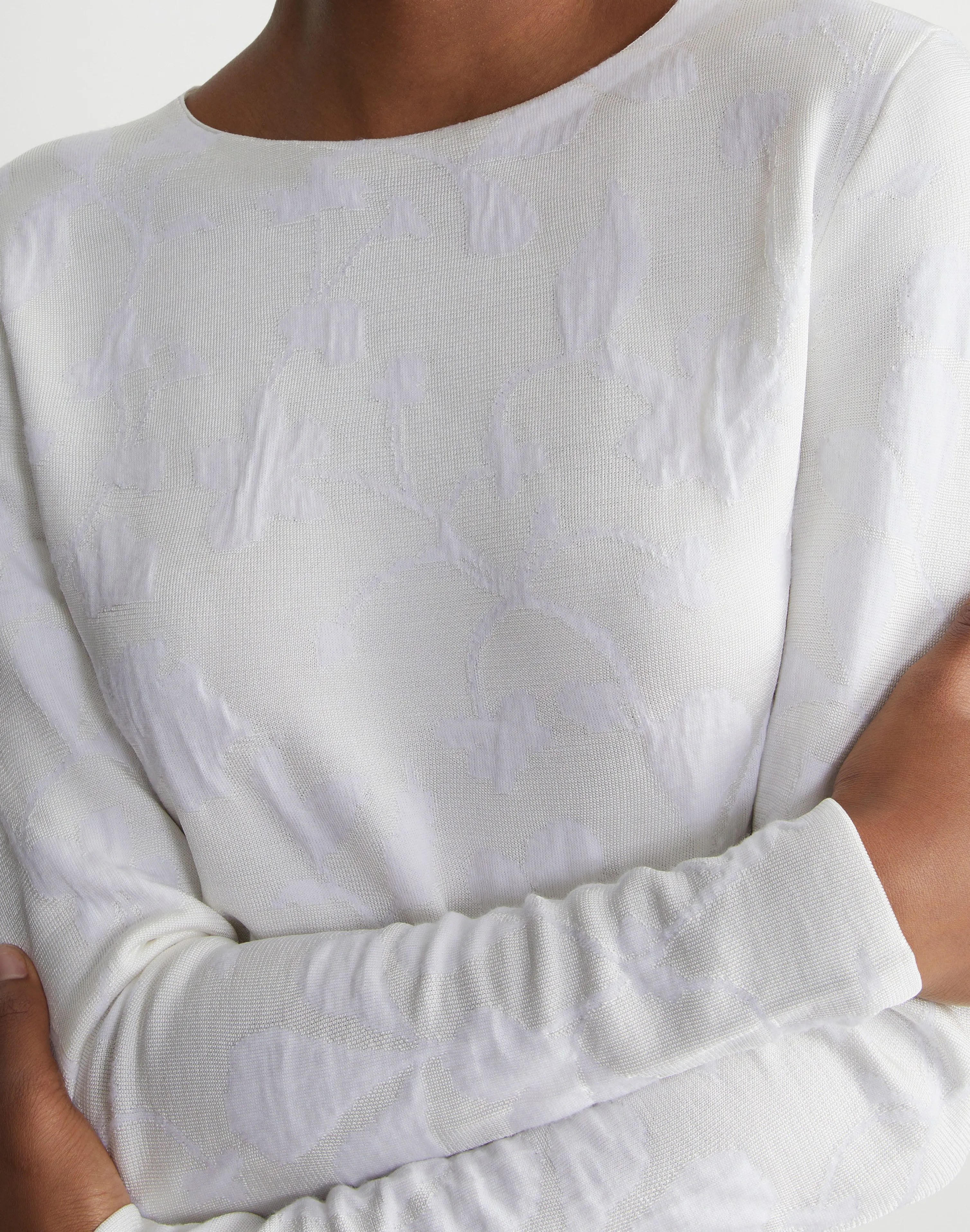 Flora Jacquard Responsible Fine Gauge Merino-Viscose Sweater