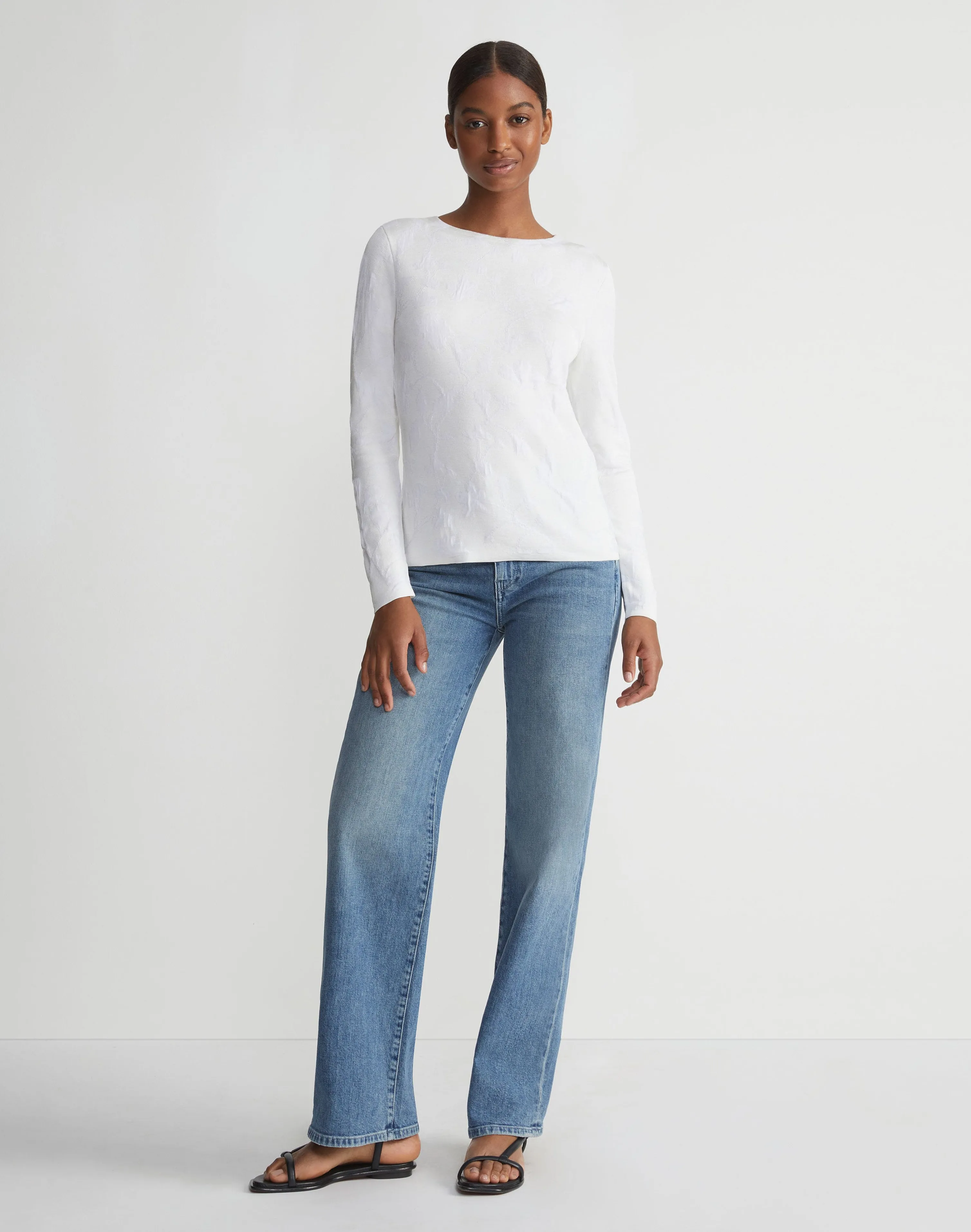 Flora Jacquard Responsible Fine Gauge Merino-Viscose Sweater