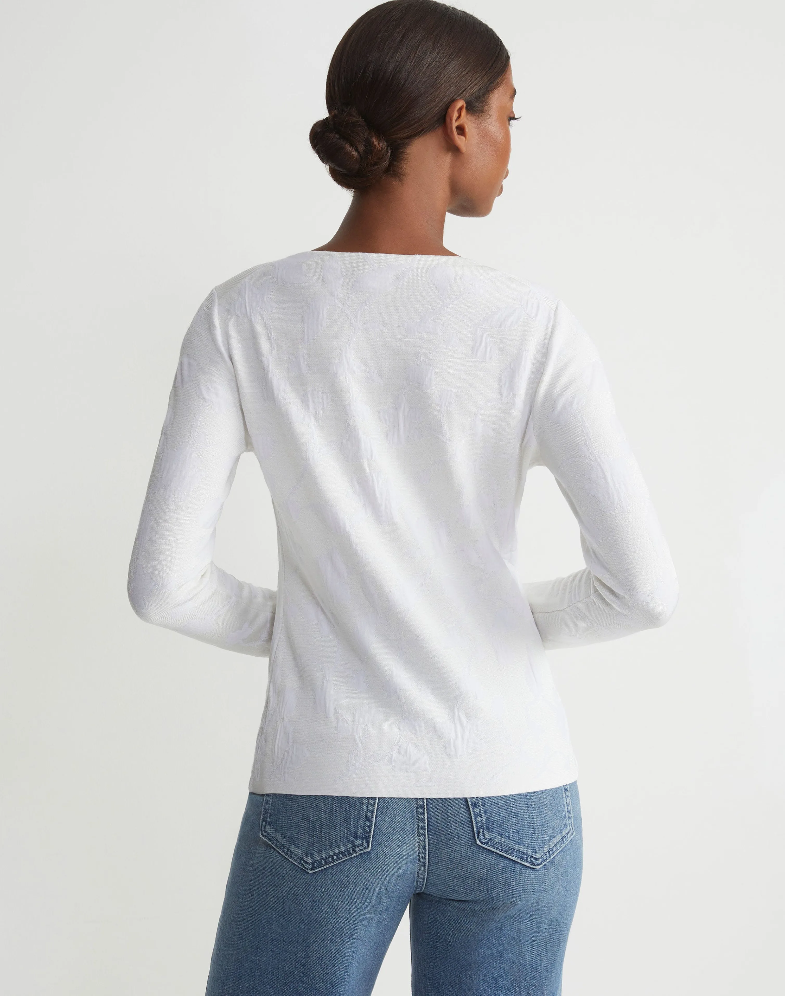 Flora Jacquard Responsible Fine Gauge Merino-Viscose Sweater