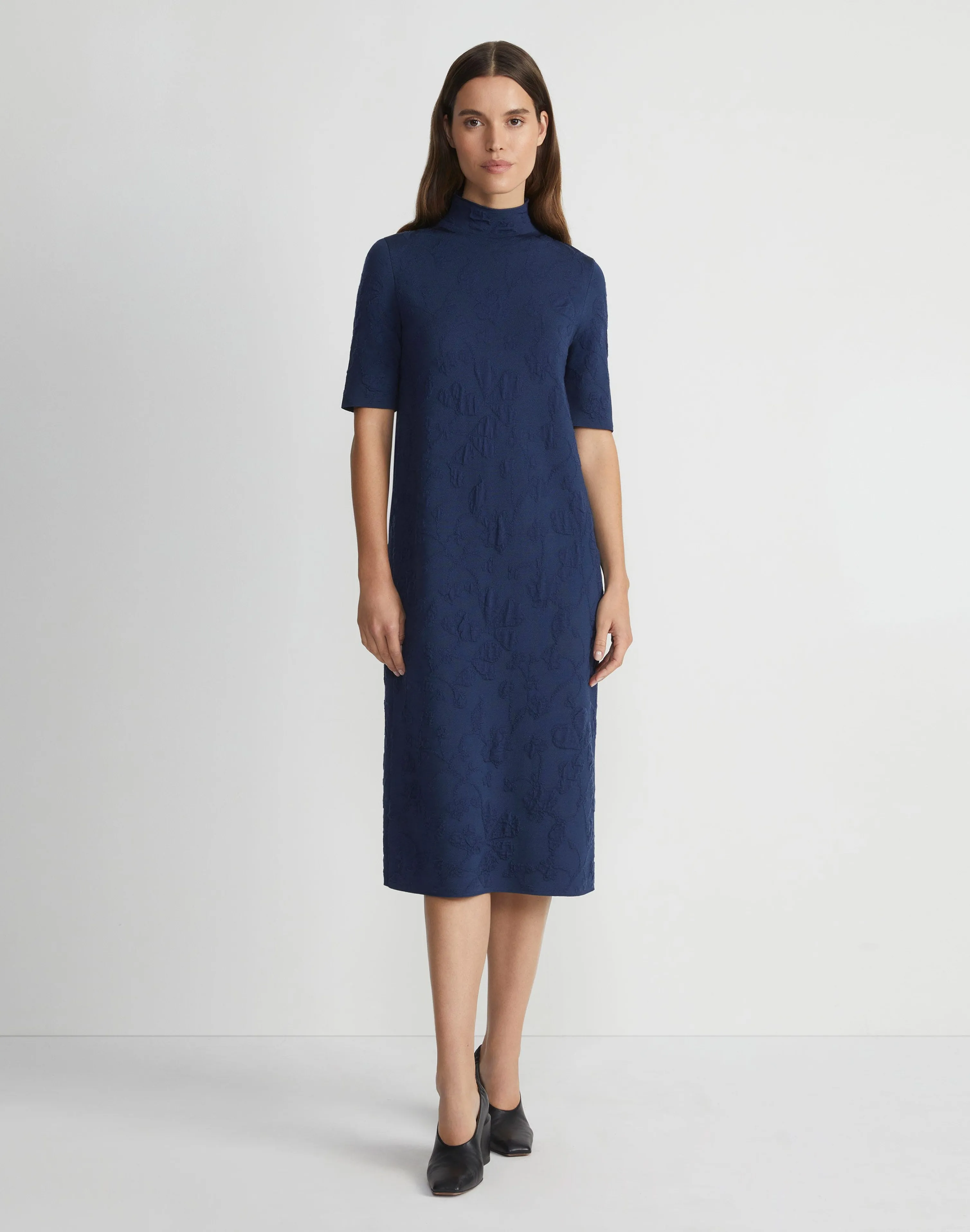 Flora Jacquard Responsible Fine Gauge Merino-Viscose Sweater Dress